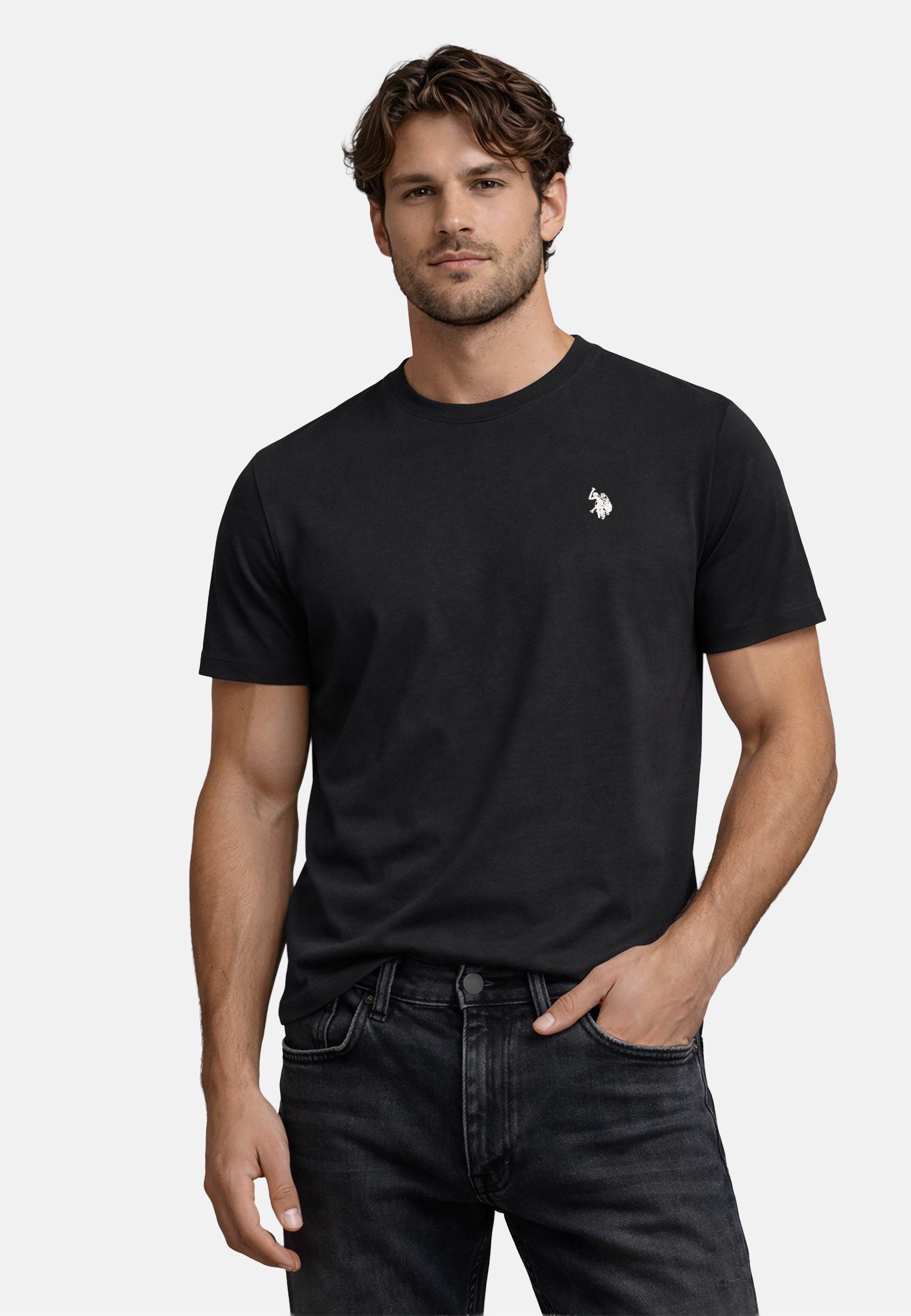 U.S. Polo Assn. T-Shirt USCaaleb – Herren Basic mit Rundhalsausschnitt 100 % Baumwolle mit weicher Haptik und leichtem Tragegefühl
