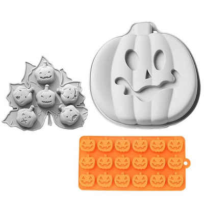 Metamorph Eiswürfelform Halloween Silikonformen Set Kürbisse zum Backen un, Mit diesem 3er Halloween Kürbis Silikonformen Set kannst du ganz einf