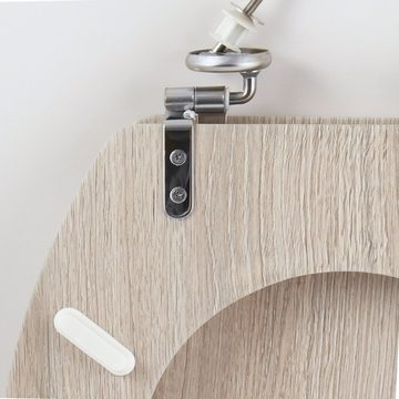 MSV WC-Sitz PARQUET, Toilettendeckel Holzkern MDF, Scharniere aus Edelstahl - hochwertige und solide Qualität, Naturholz Optik, hellbraun