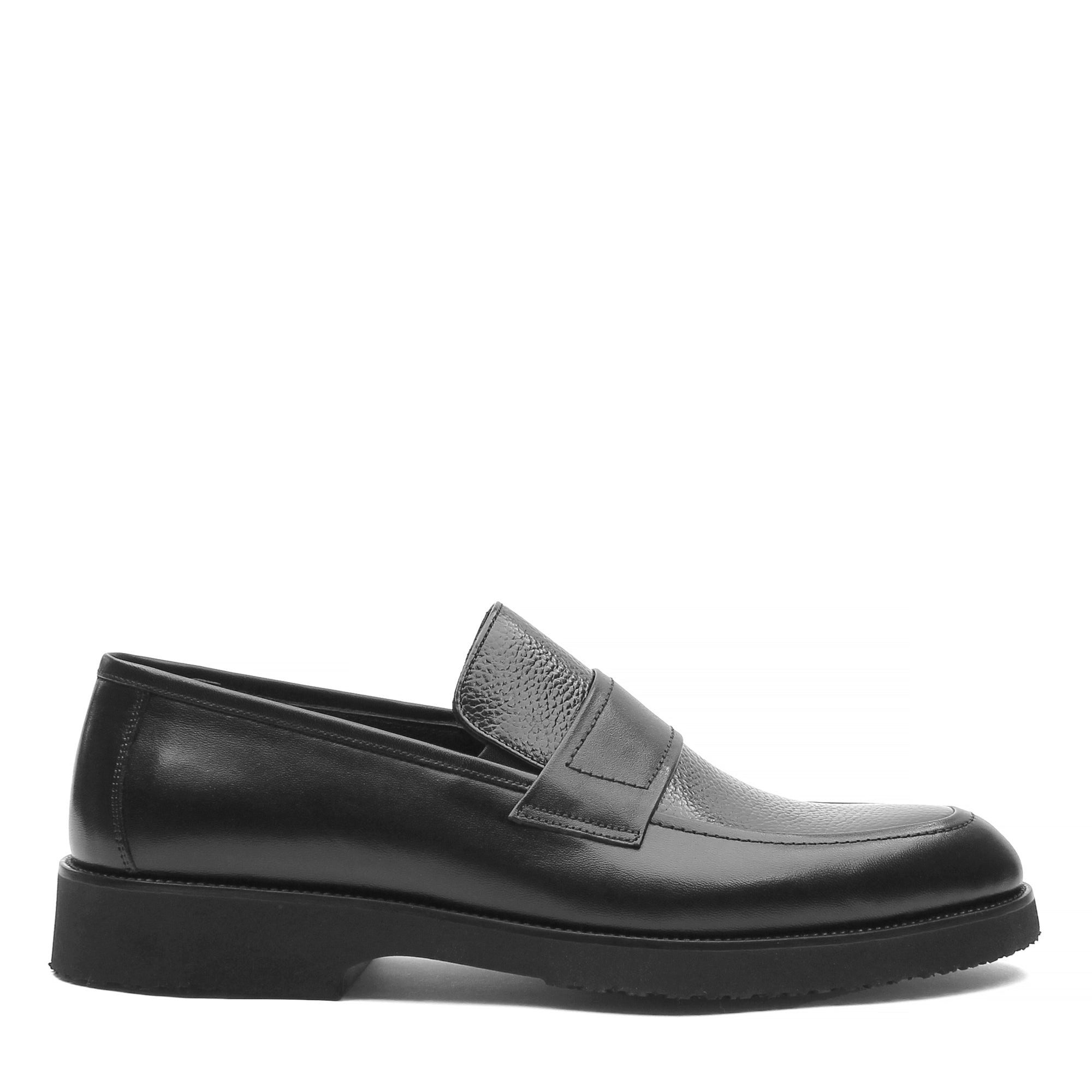 Celal Gültekin Loafer Blockabsatz Plateau Glattleder Herren Loafer Glattleder, Echtleder-Futter & Decksohle, Schwarz, 43