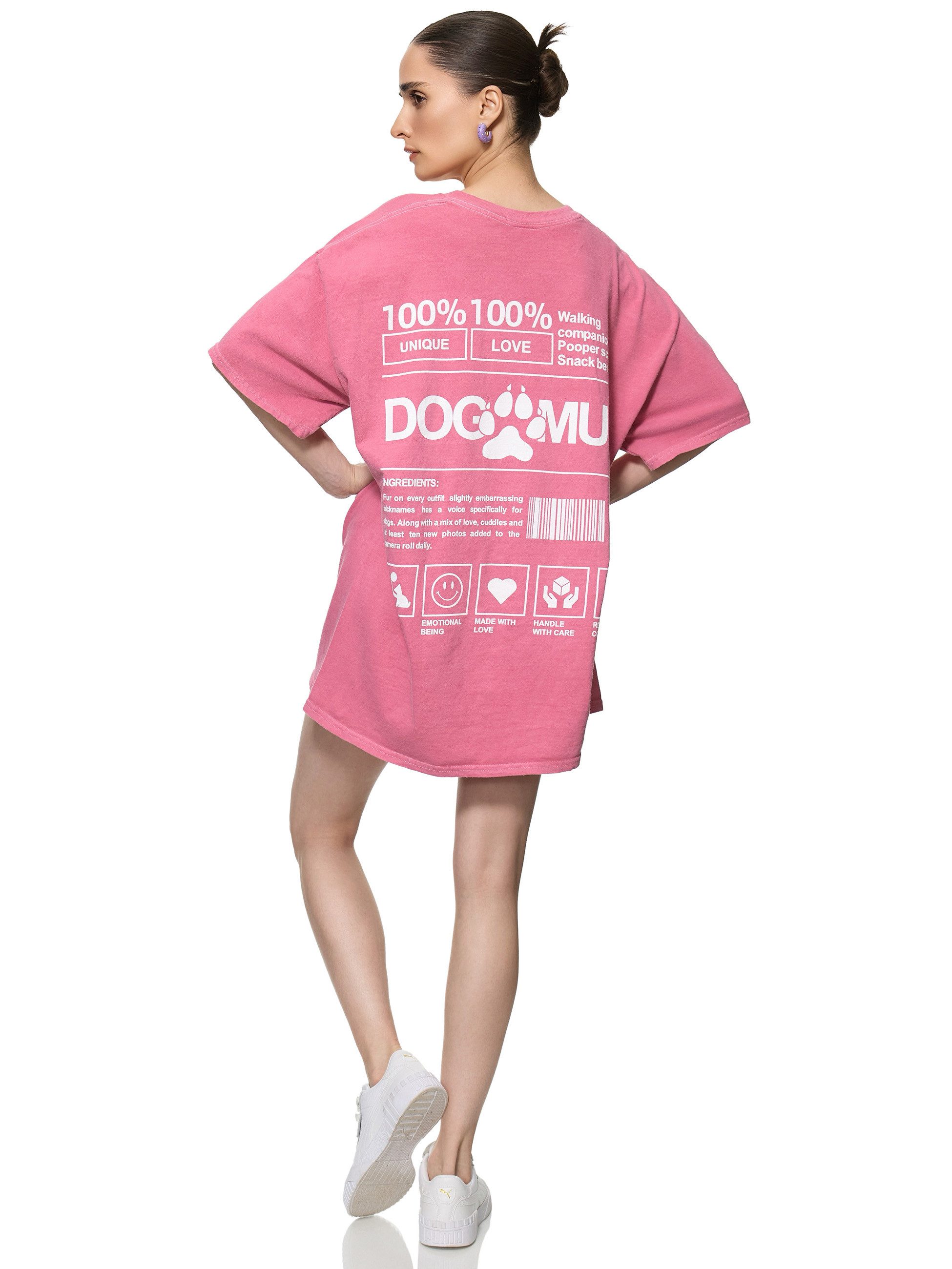 Worldclassca T-Shirt Worldclassca Oversized Print DOG MUM T-Shirt lang Sommer Oberteil PRINT - DOG MUM 100% LOVE WALKING