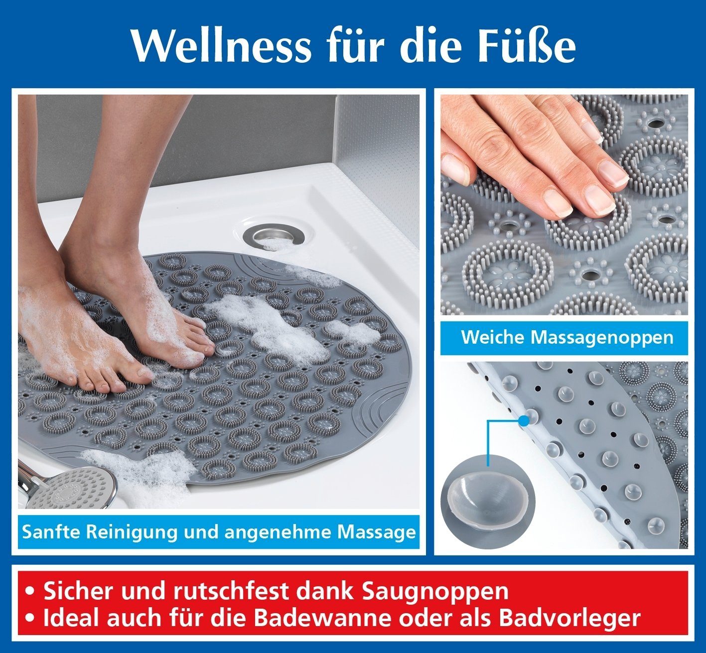 Maximex Badematte Duschmatte mit Fußreflexzonenmassage, Polyresyn, günstig online kaufen