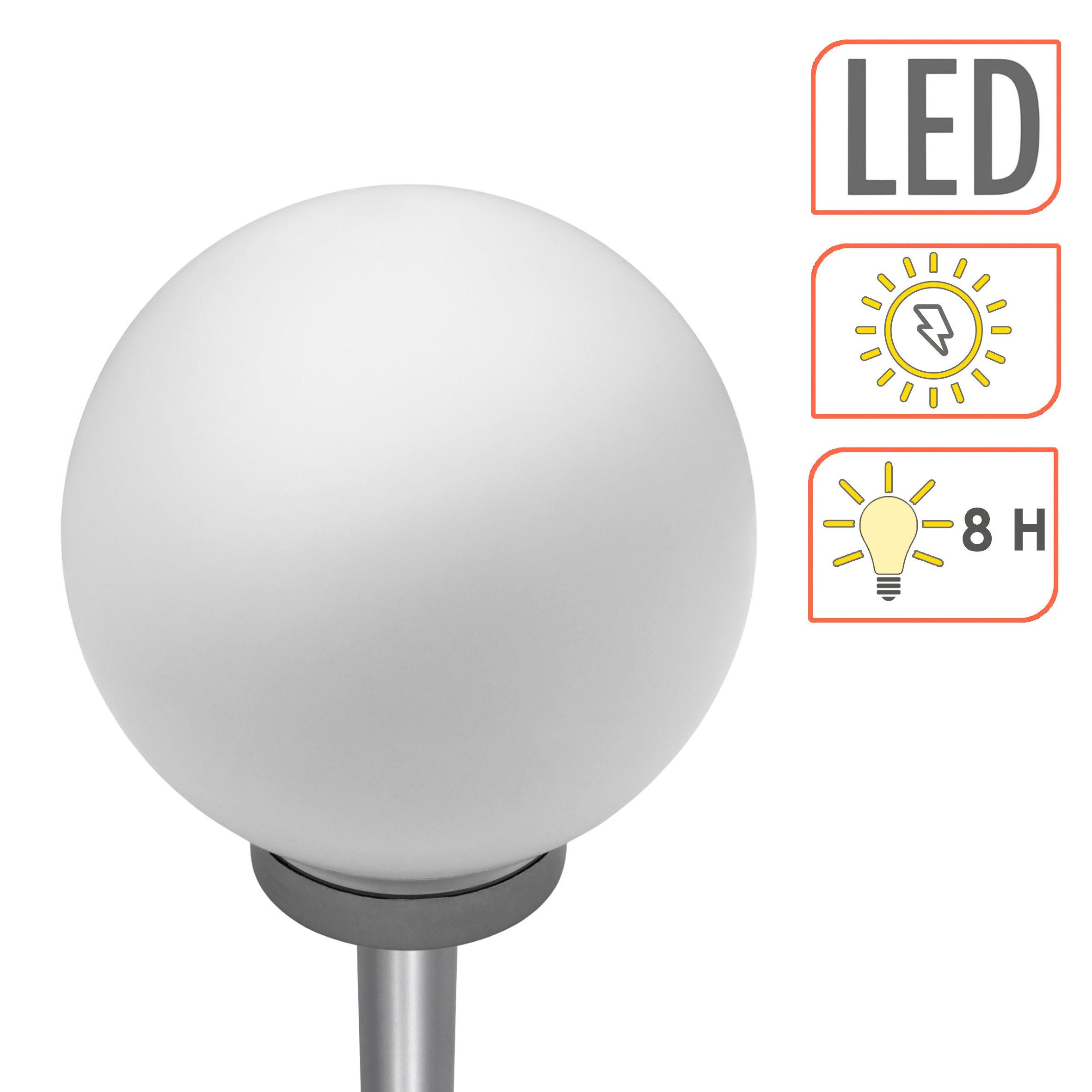 Spetebo Kugelleuchte Solarlampe Kugel warm weiß mit Erdspieß höhenverstellbar, Ein-/Ausschalter, LED, warm weiß, Leuchtdauer 8 Stunden