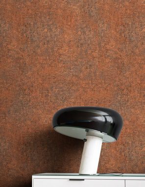 Newroom Vliestapete, Orange Tapete Industrial Beton - Beton-Optik Unitapete Rot Rost Loft Vintage Uni Putz für Wohnzimmer Schlafzimmer Küche