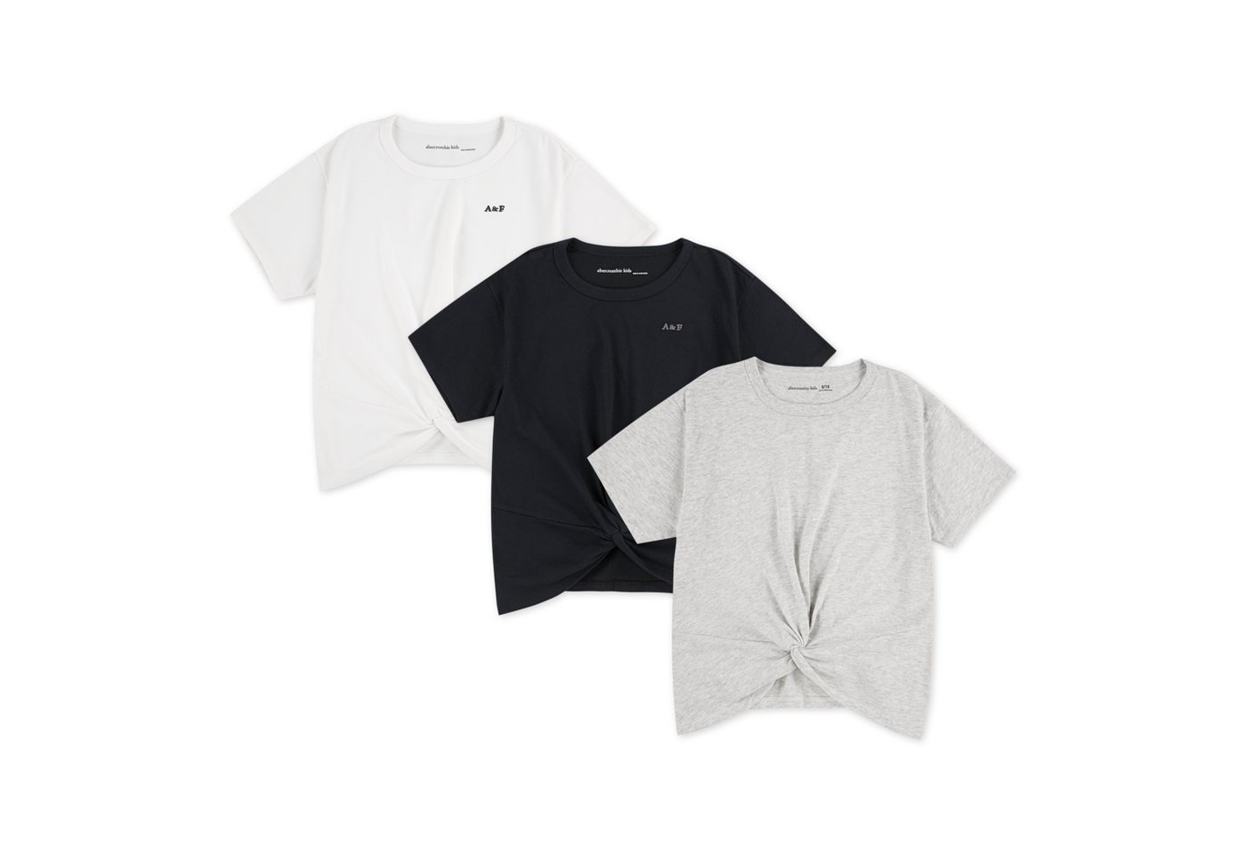 Abercrombie Kids T-Shirt (3-tlg., Packung) mit Twist-Detail am vorderen Saum