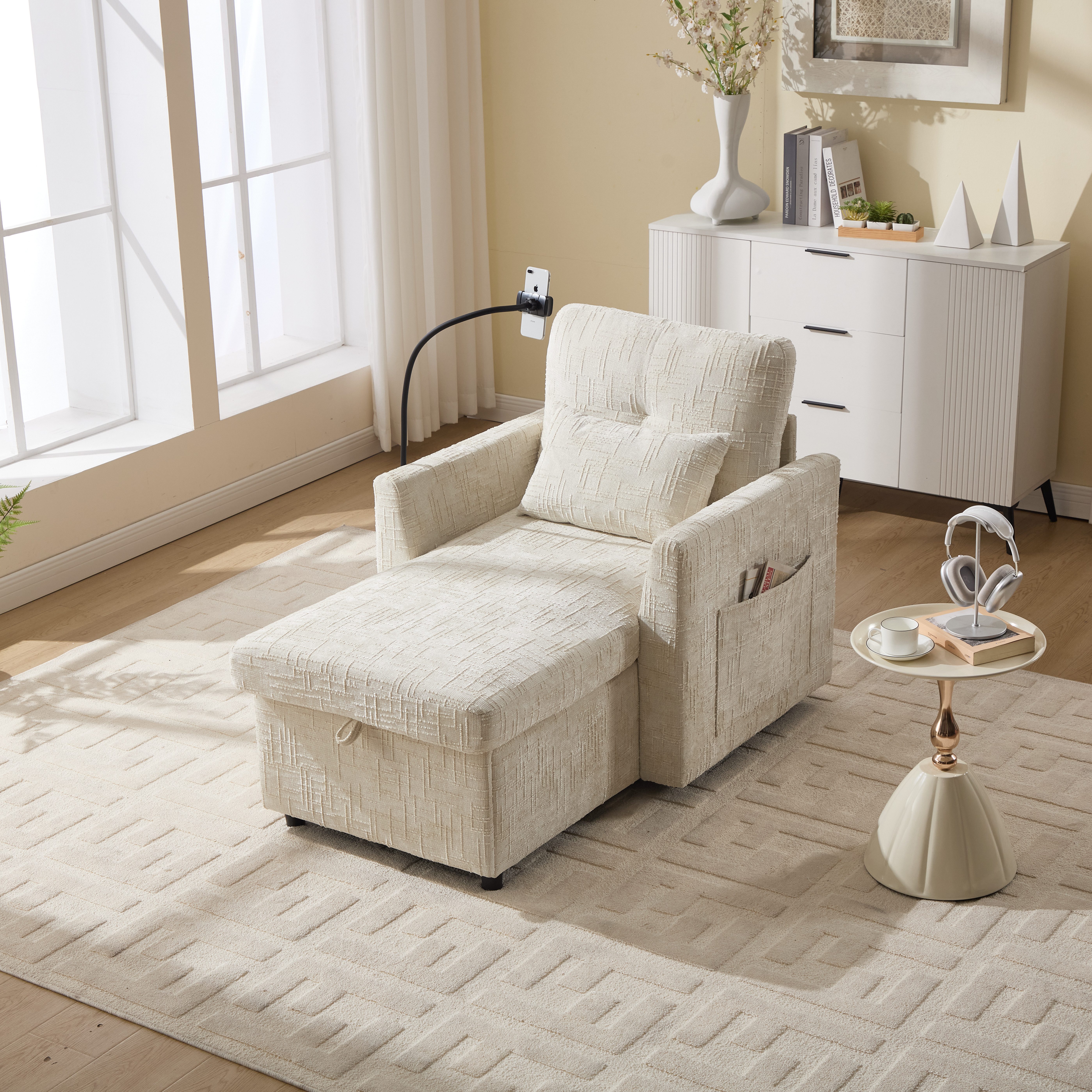 Odikalo Chaiselongue Loungesofa Polstersofa Freizeitsofa Handyhalter Verstellbar Mehrfarbig