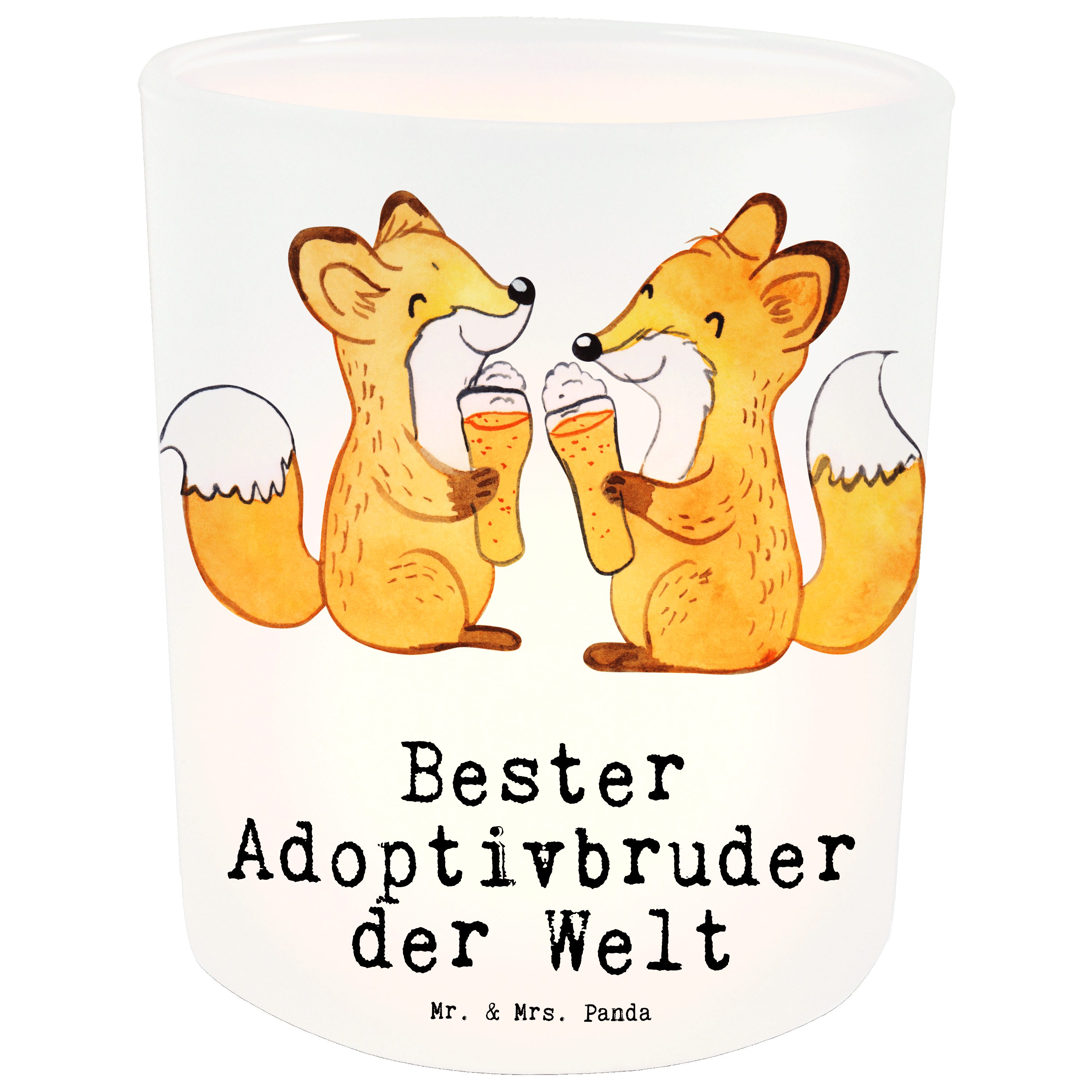 Mr. & Mrs. Panda Windlicht Fuchs Bester Adoptivbruder der Welt - Transparent - Geschenk, Teelich (1 St)