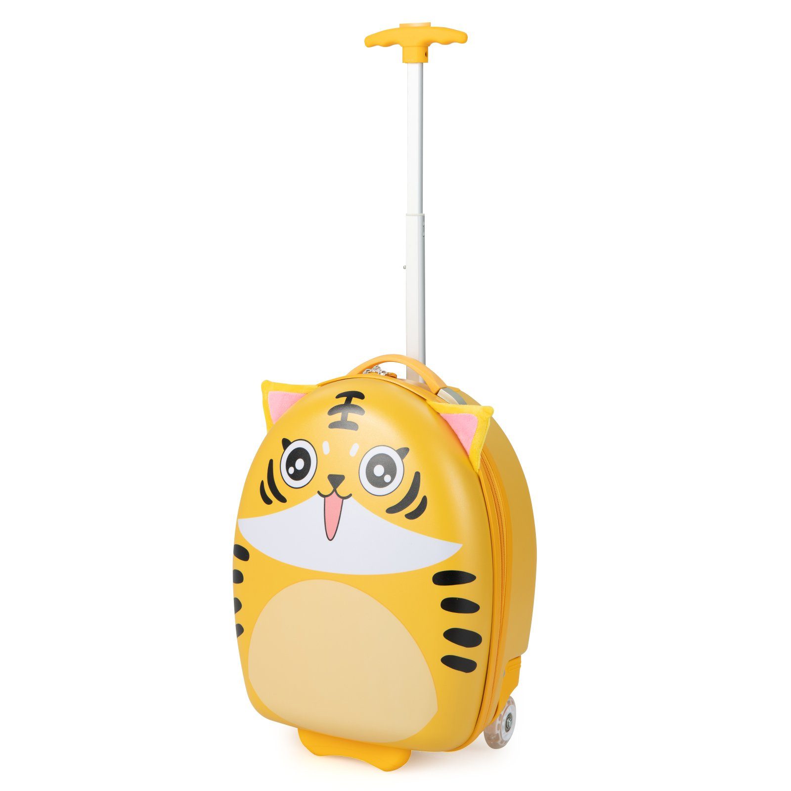 LED 16'' Kinderkoffer mit Rädern weiß und COSTWAY 2 gelb Kindertrolley,
