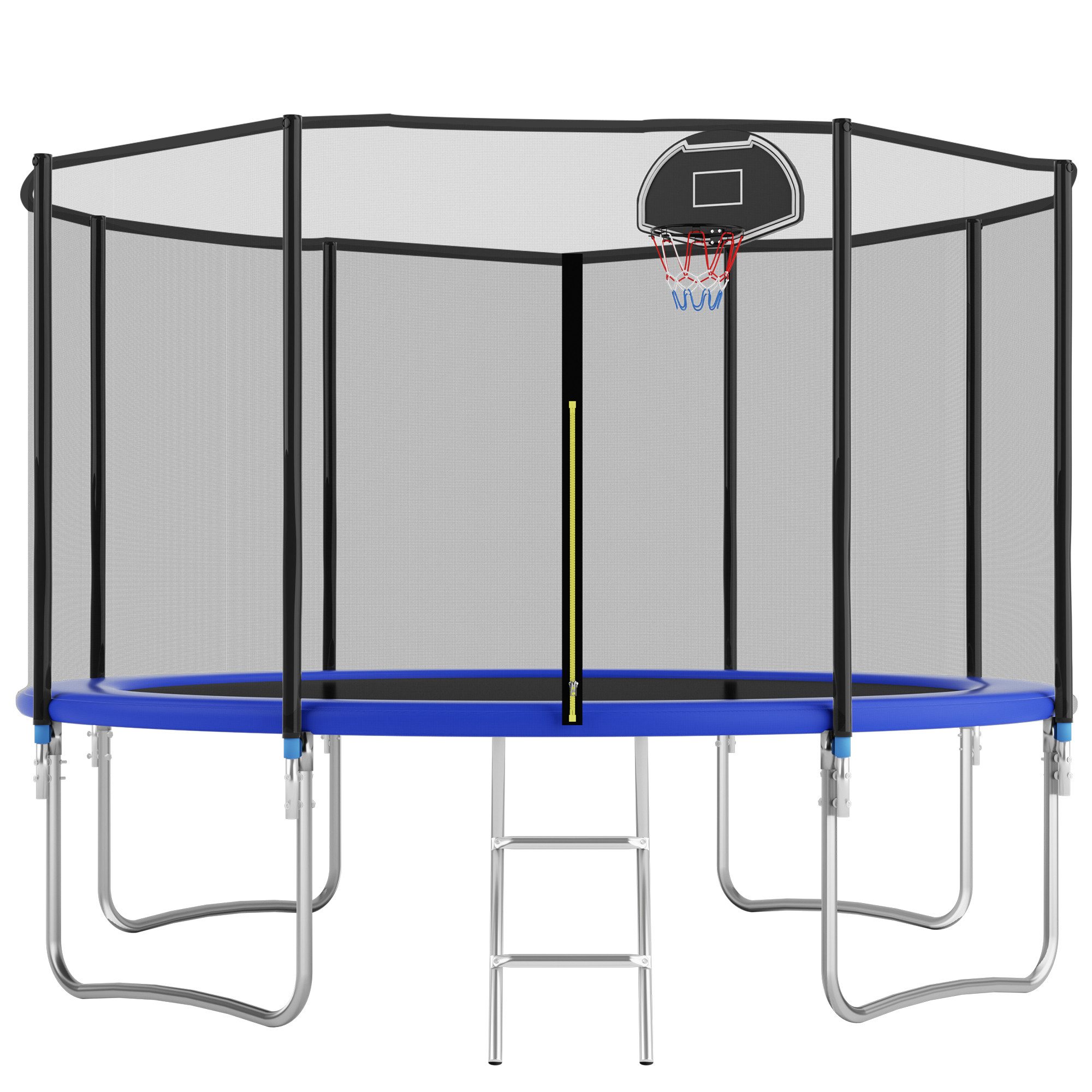Gartentrampolin Trampolin 366 cm mit Sicherheitsnetz, 72 Federn, 150 kg, blau