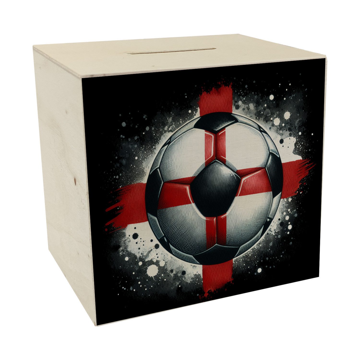 speecheese Spardose Fußball Englische Flagge Spardose aus Holz