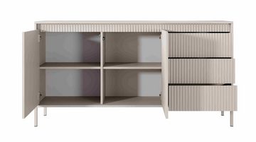 Furnix Kommode Rebeca 153 Design Sideboard mit Schubladen und Türen 4 Farben Auswahl, push-to-Open Funktion, 153,5x81,4x39,5 cm, Design & Funktionalität
