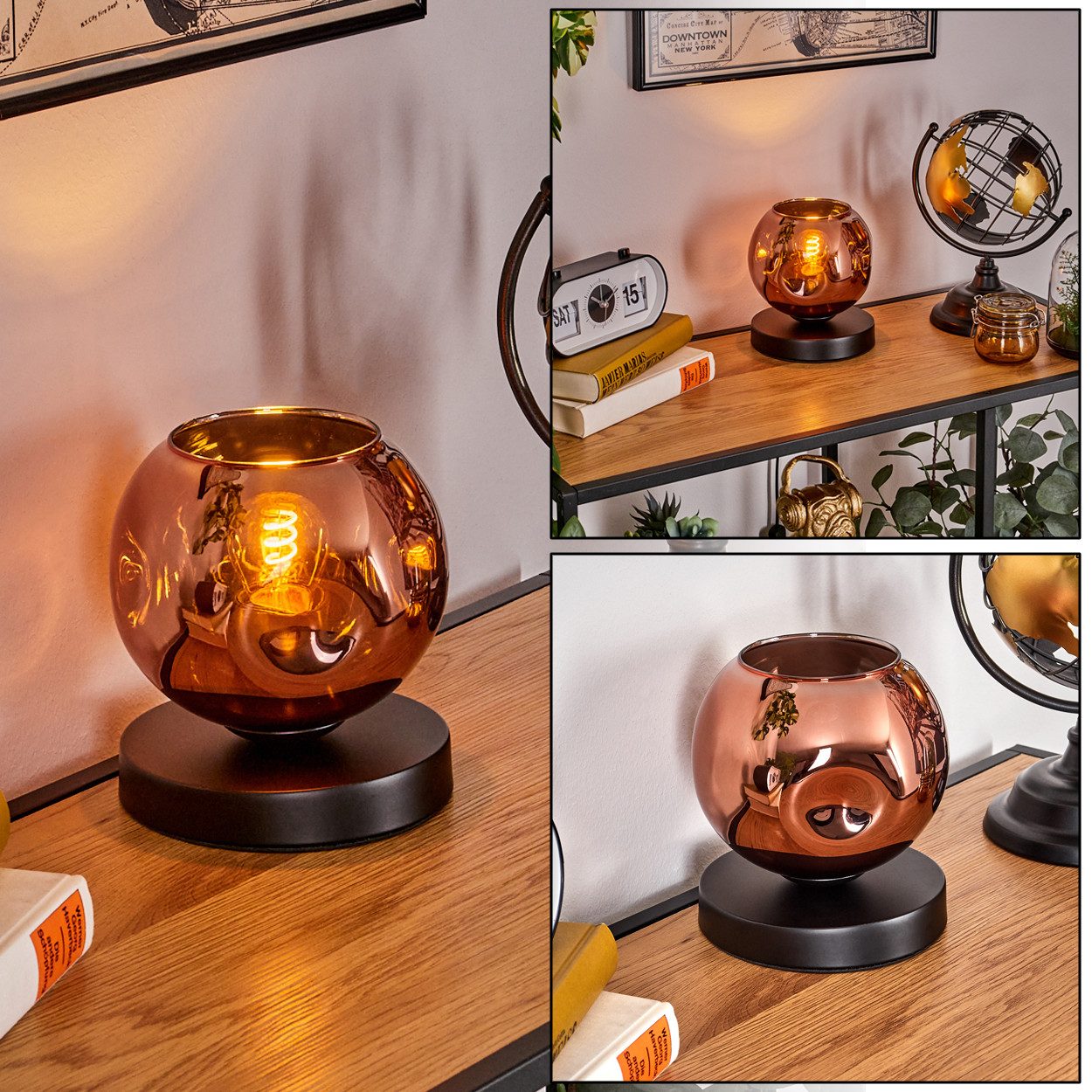 hofstein Tischleuchte Tischlampe aus Metall/Glas in günstig online kaufen