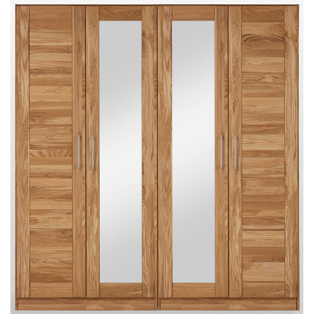 Lomadox Kleiderschrank NORDDEICH-137 Wildeiche Türen, Spiegel massiv, 2 2 Türen mit
