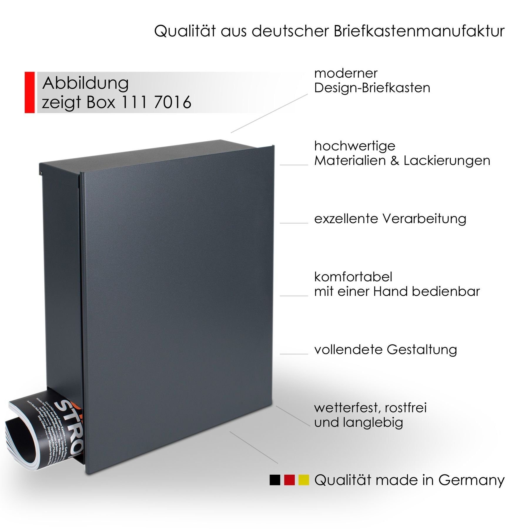 MOCAVI Briefkasten Standbriefkasten + Zeitungsfach Verschluss 1 Box SBox (RAL Vers beidseitig nutzbar: Pfosten (aufschrauben), integriert, 7016, anthrazit-grau bestellbar) Box Wetterseite, MOCAVI für mit 7016) (zusätzlich Vers 1 passender VA 111a II