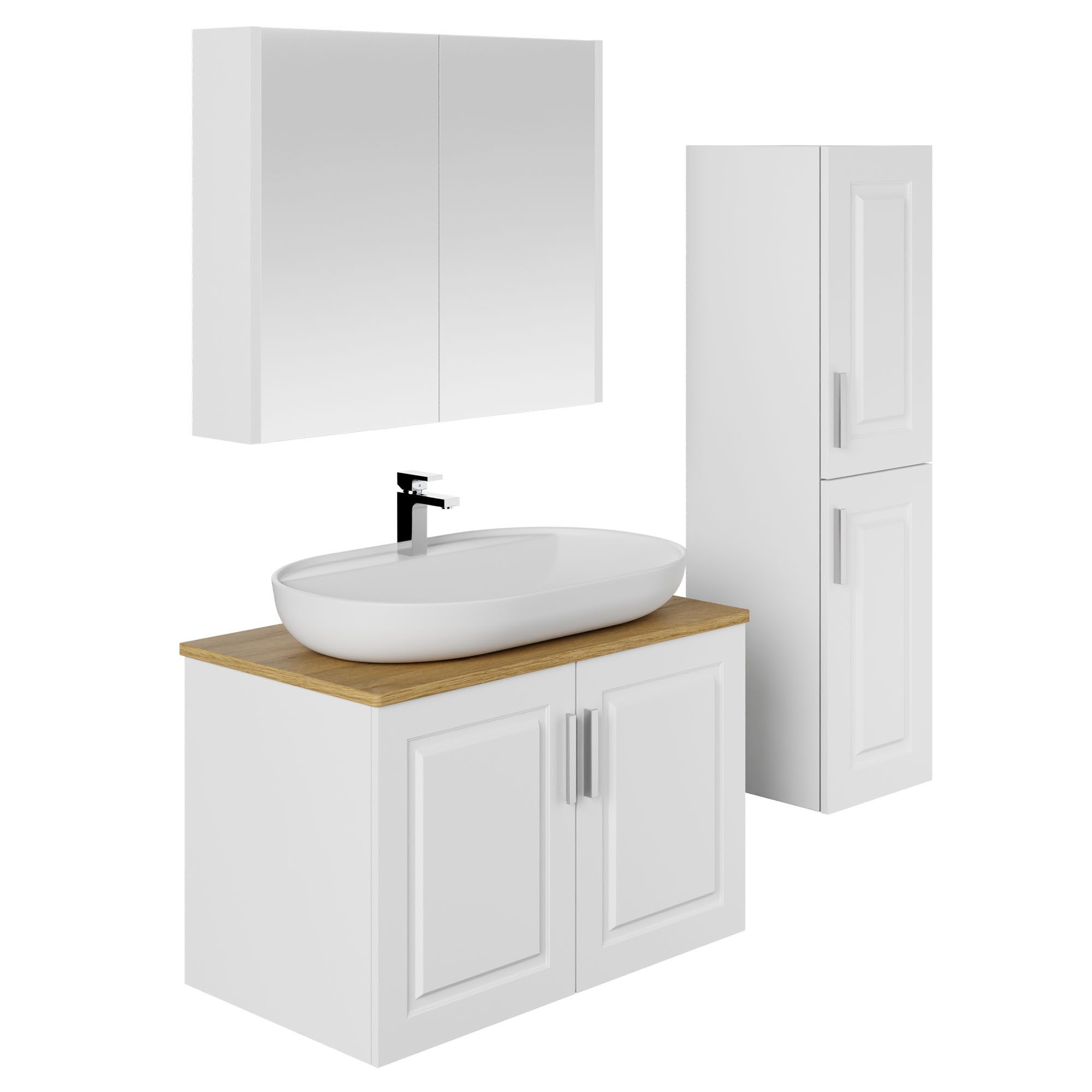 Karen Badmöbel-Set Badmöbel Set Arin Weiß Konsole, (4-St., Unterschrank mit günstig online kaufen