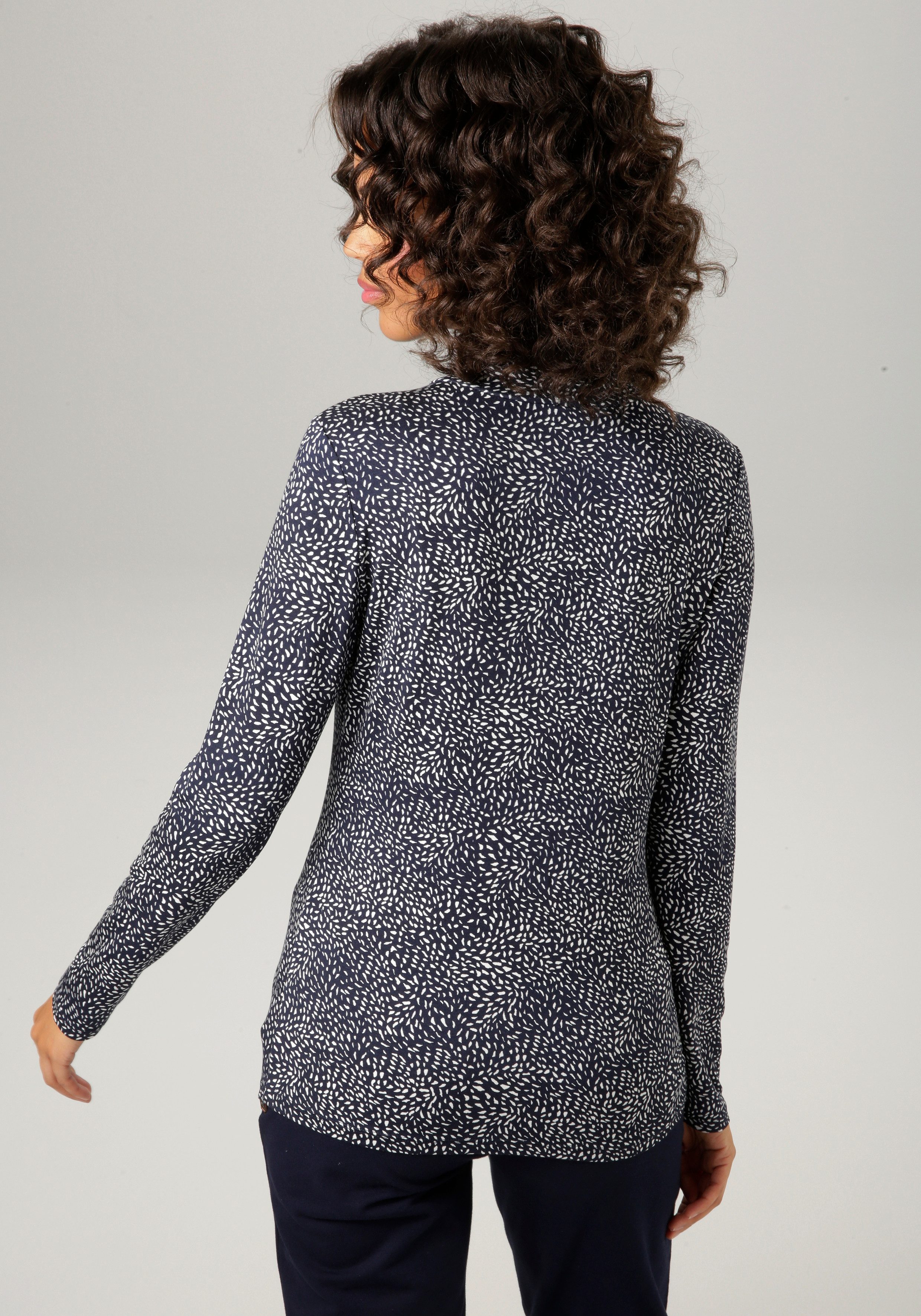 Aniston CASUAL Rollkragenshirt mit graphischem Allover-Druck günstig online kaufen