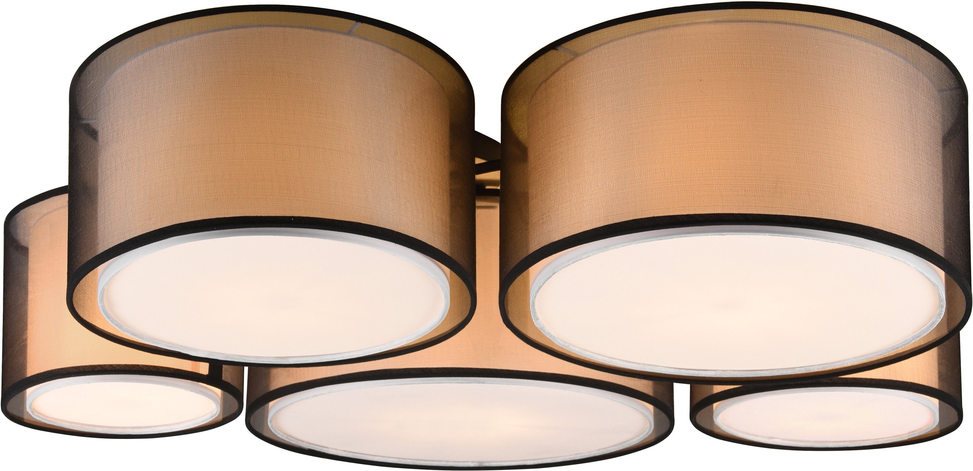 Places of Style Deckenleuchte Liotta, mit 5-flammig Leuchtmittel Textil, Organza-Schirm transparenter Doppelschirmen wechselbar