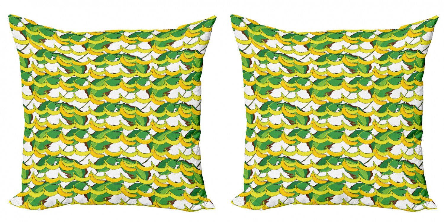 Kissenbezüge Modern Accent Doppelseitiger Digitaldruck, Abakuhaus (2 Stück), Banane Tropische Früchte und Blätter | Kissenbezüge