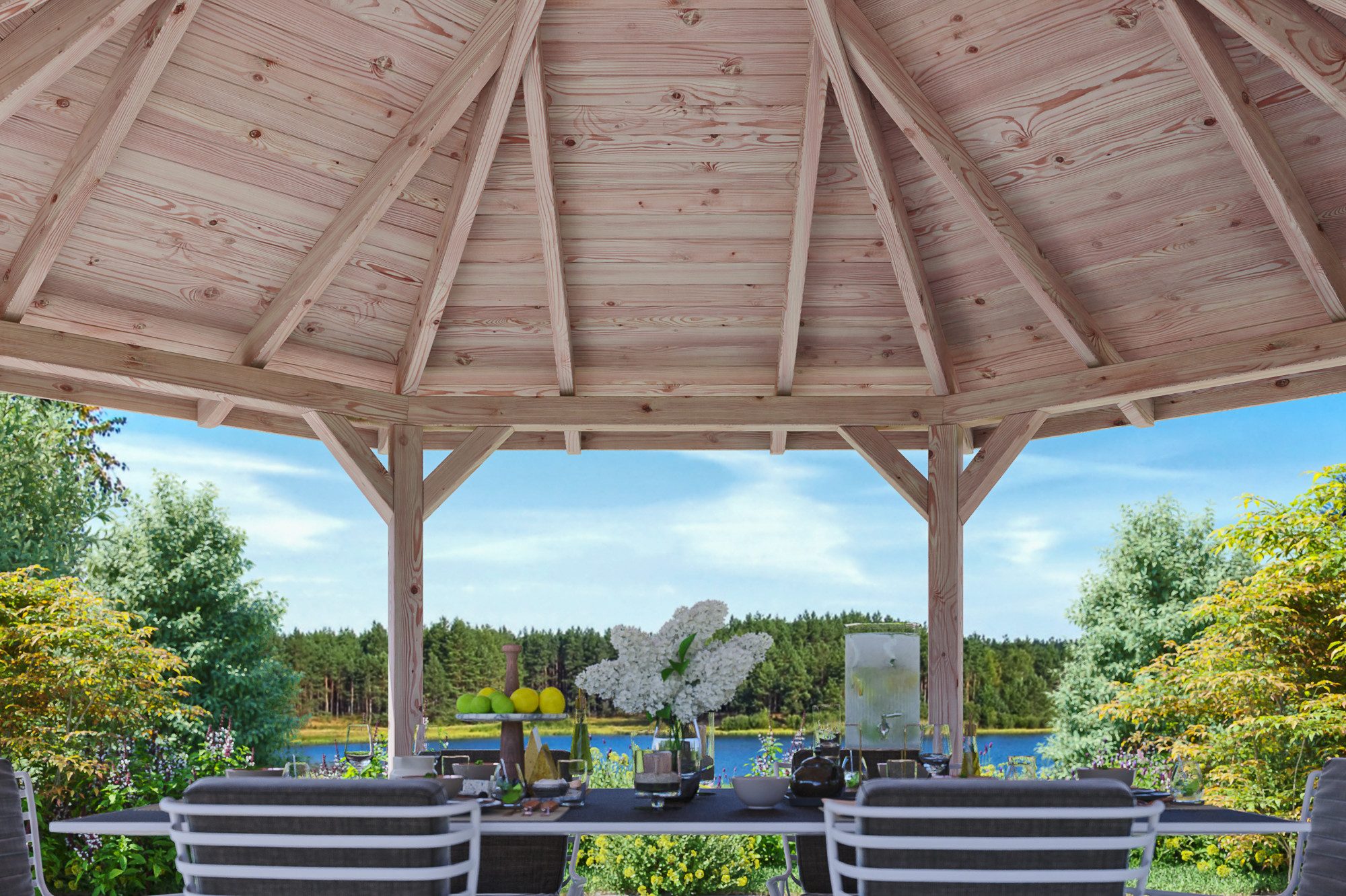 Skanholz Holzpavillon Lyon 3, Douglasie, 471 x 471 cm