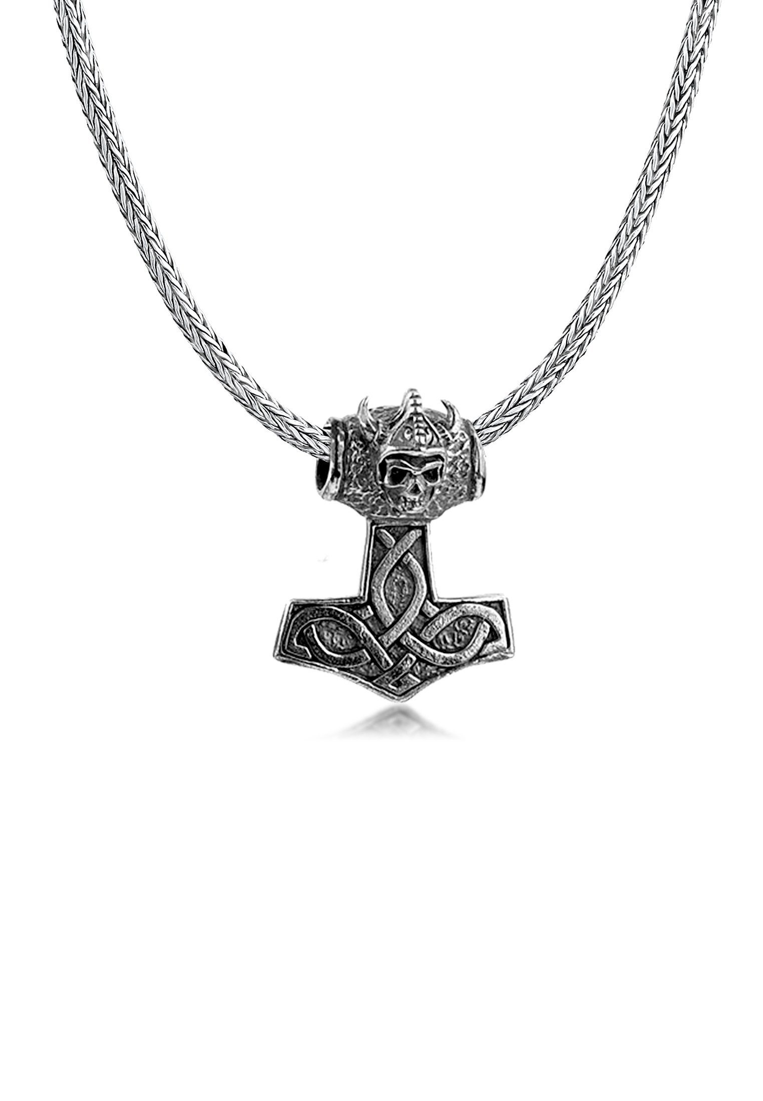 oxidierter Herren Silber, Thor´s mit Keltischer Oberfläche Hammer Kuzzoi 925 antiker Silberschmuck Knoten mit Anhänger Kette