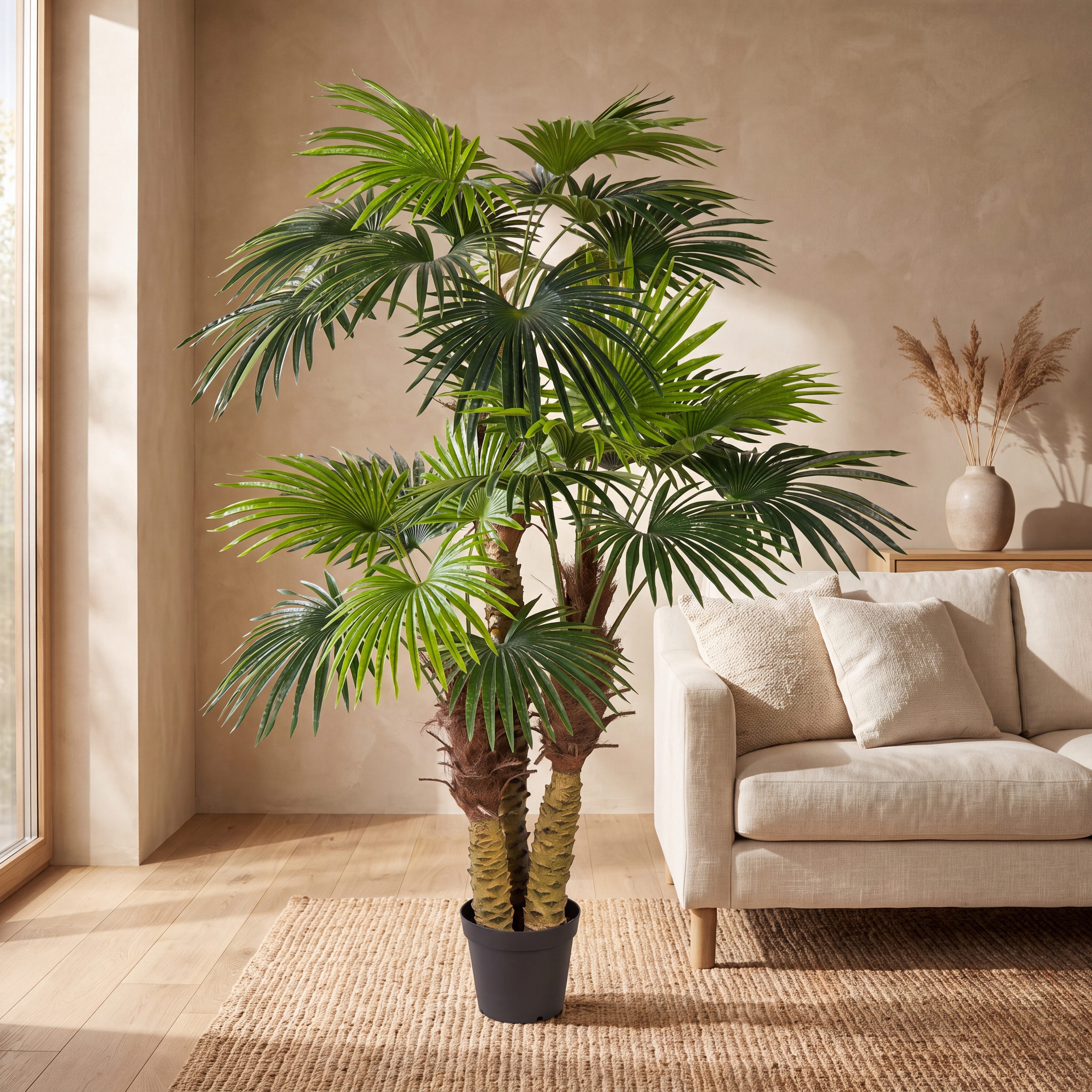 Kunstpalme Fächerpalme Palme, Creativ green, Höhe 185 cm, im Kunststofftopf