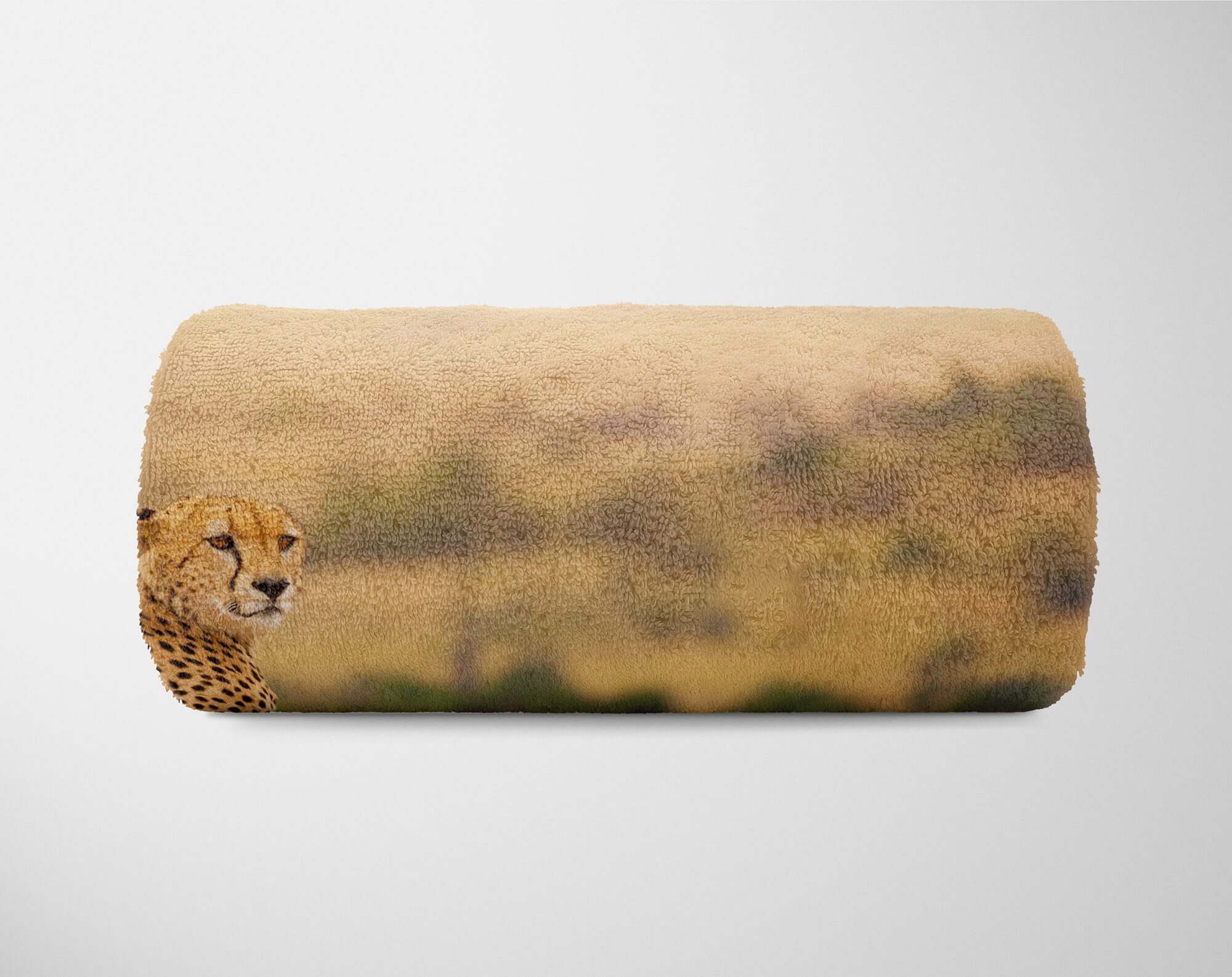 Kuscheldecke Strandhandtuch mit Afrika (1-St), Art Sava, Handtuch Baumwolle-Polyester-Mix Saunatuch Tiermotiv Gepard Handtuch Sinus Handtücher