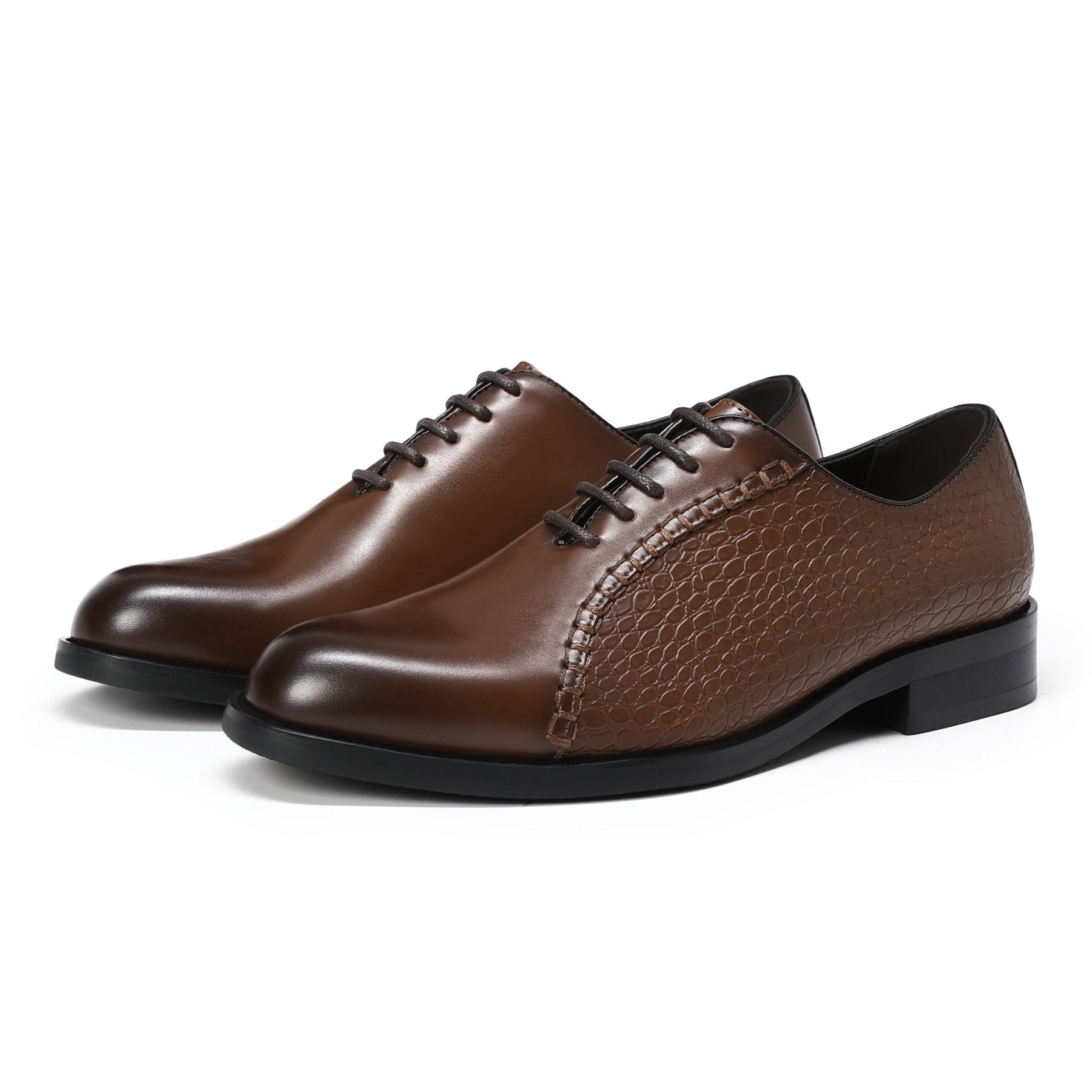Allthemen Schnürschuh Herren Business Schnürschuhe mit Krokoprägung Klassisch Oxford
