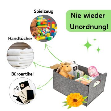 GarPet Aufbewahrungsbox 2x Aufbewahrungsbox faltbar Filz Stoff Box Aufbewahrungskorb Filzkorb