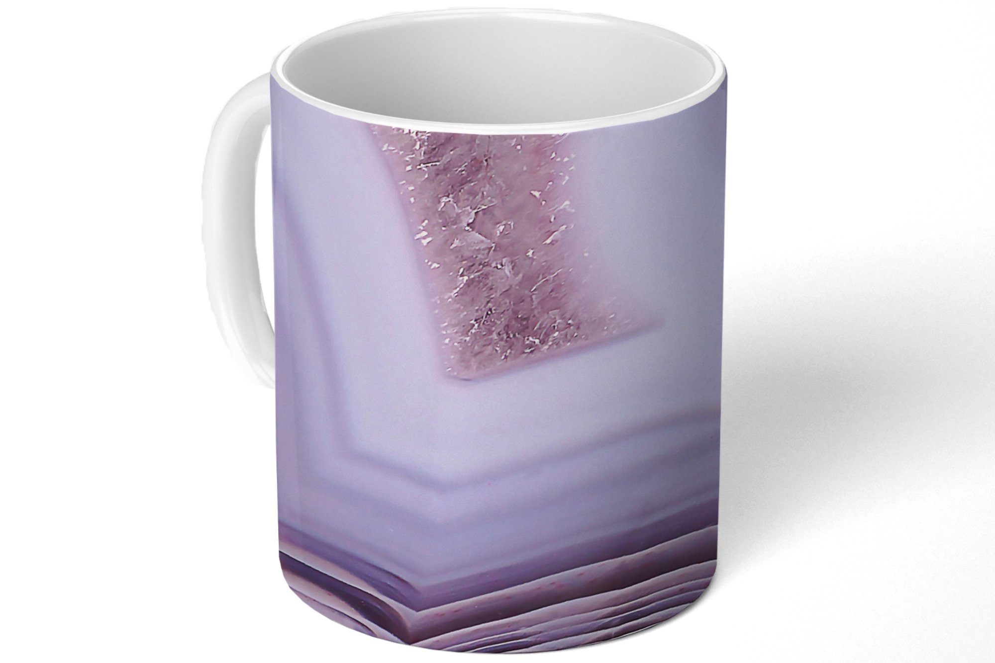 MuchoWow Tasse Abstrakt - Geode - Keramik, Geschenk Teetasse, - Becher, Edelstein, Teetasse, Kaffeetassen, Rosa
