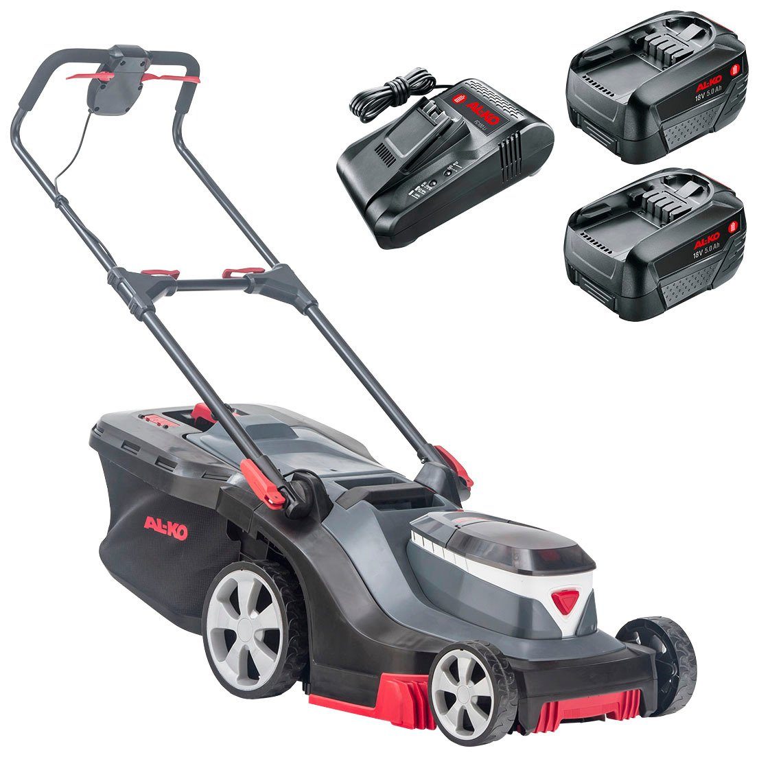 AL-KO Akkurasenmäher HOME AND GARDEN COMPATIBLE 382 Li Premium, 38 cm Schnittbreite, (Set), 38 cm Schnittbreite, inkl. 2 Akkus und Ladegerät