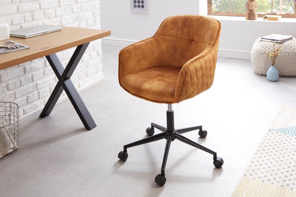 riess-ambiente Drehstuhl EUPHORIA senfgelb, Büro · Samt · Laufrollen · höhenverstellbar · Armlehne · Home Office – Bild 4 von 5