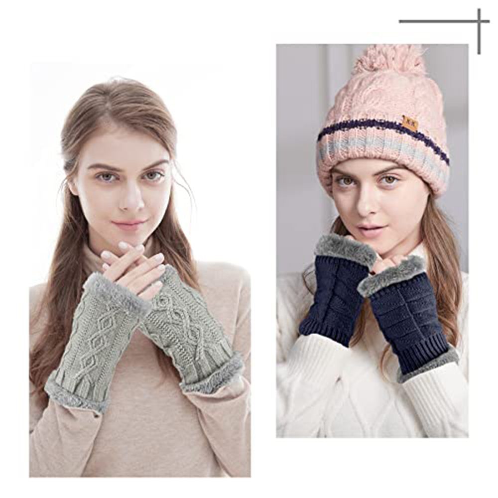 Coonoor Strickhandschuhe Klassisch mit Fleece Futter,Warme Halb Handschuhe günstig online kaufen