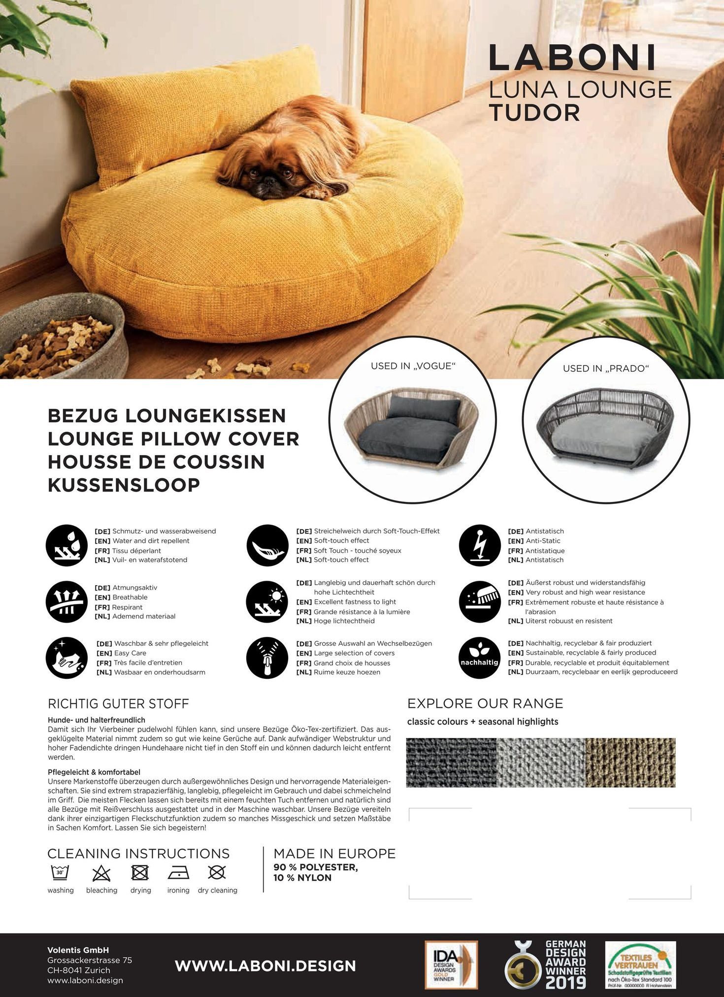 Laboni Tierbett Laboni VOGUE Design-Hundebett TUDOR