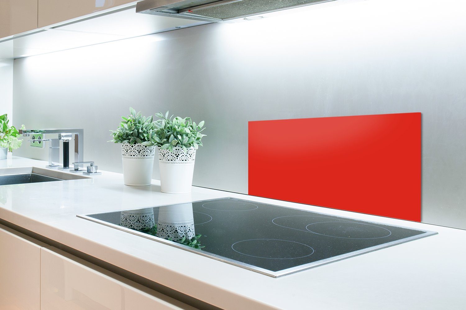 Einfarbig, Küchenrückwand und Küchen (1-tlg), Farbe Schmutzflecken - Fett cm, für MuchoWow Wandschutz, 60x30 gegen Rot -