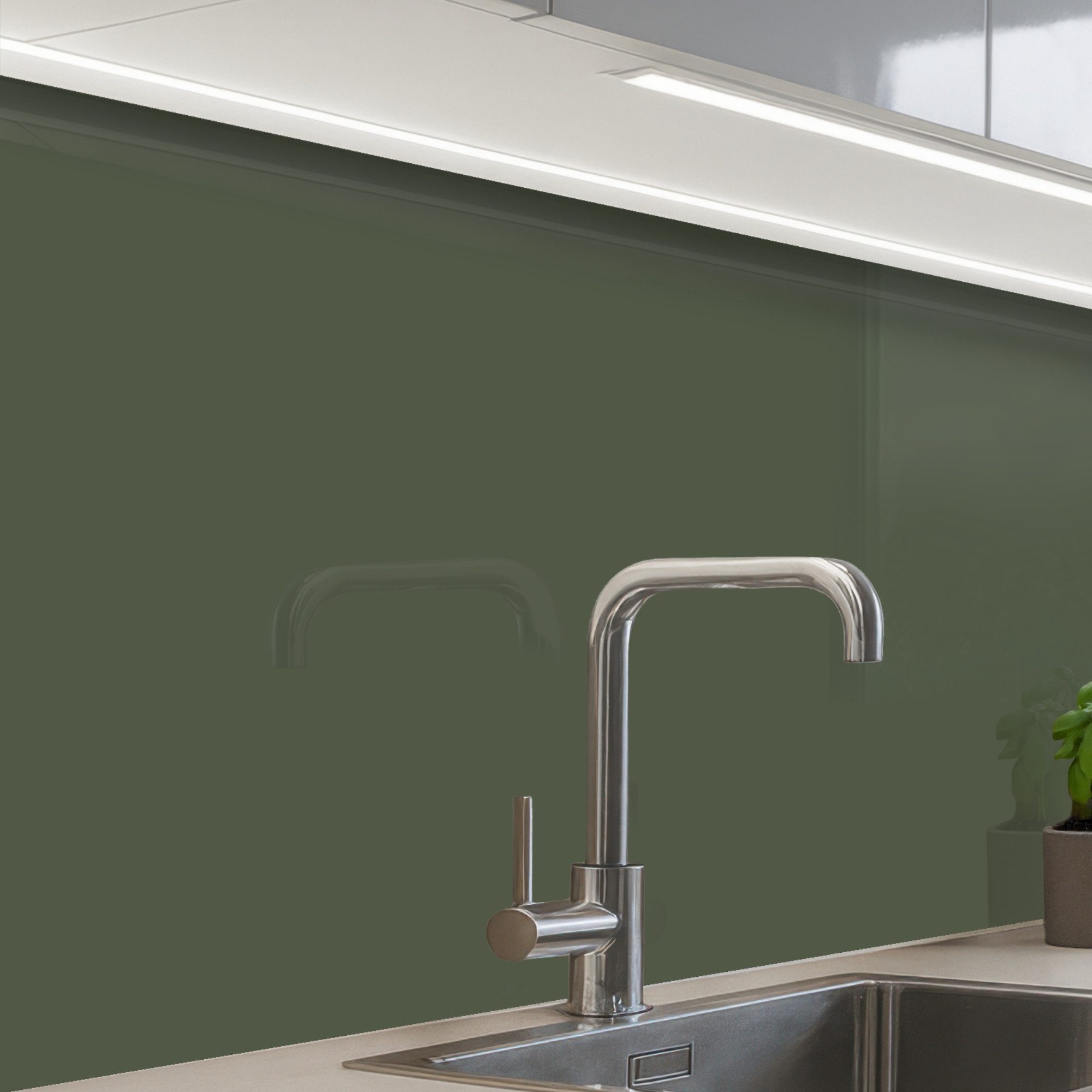 KitchenYeah Küchenrückwand Muster selbstklebend (keine Folie) Grün - Einfarbig - Olivgrün, (1-tlg), Spritzschutz, Küche, Rückwand, Küchenwand, Küchenfront, 30x20 cm
