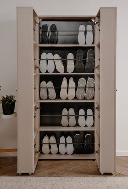 Furn.Design Schuhschrank Logu (Schrank samtfarben, ausklappbar, 74 x 182 cm) bis zu 30 Paar Schuhe