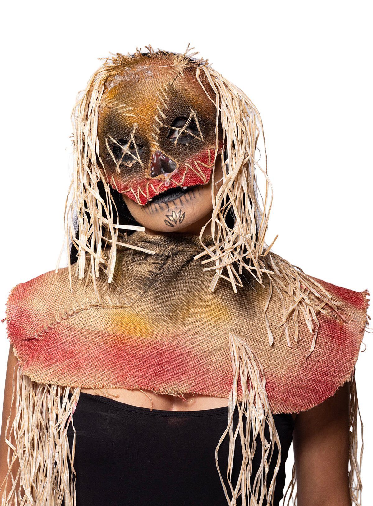 Metamorph Verkleidungsmaske Voodoo Vogelscheuche Halbmaske, Dämonische Vogelmaske mit Brillenbügeln zum Aufsetzen