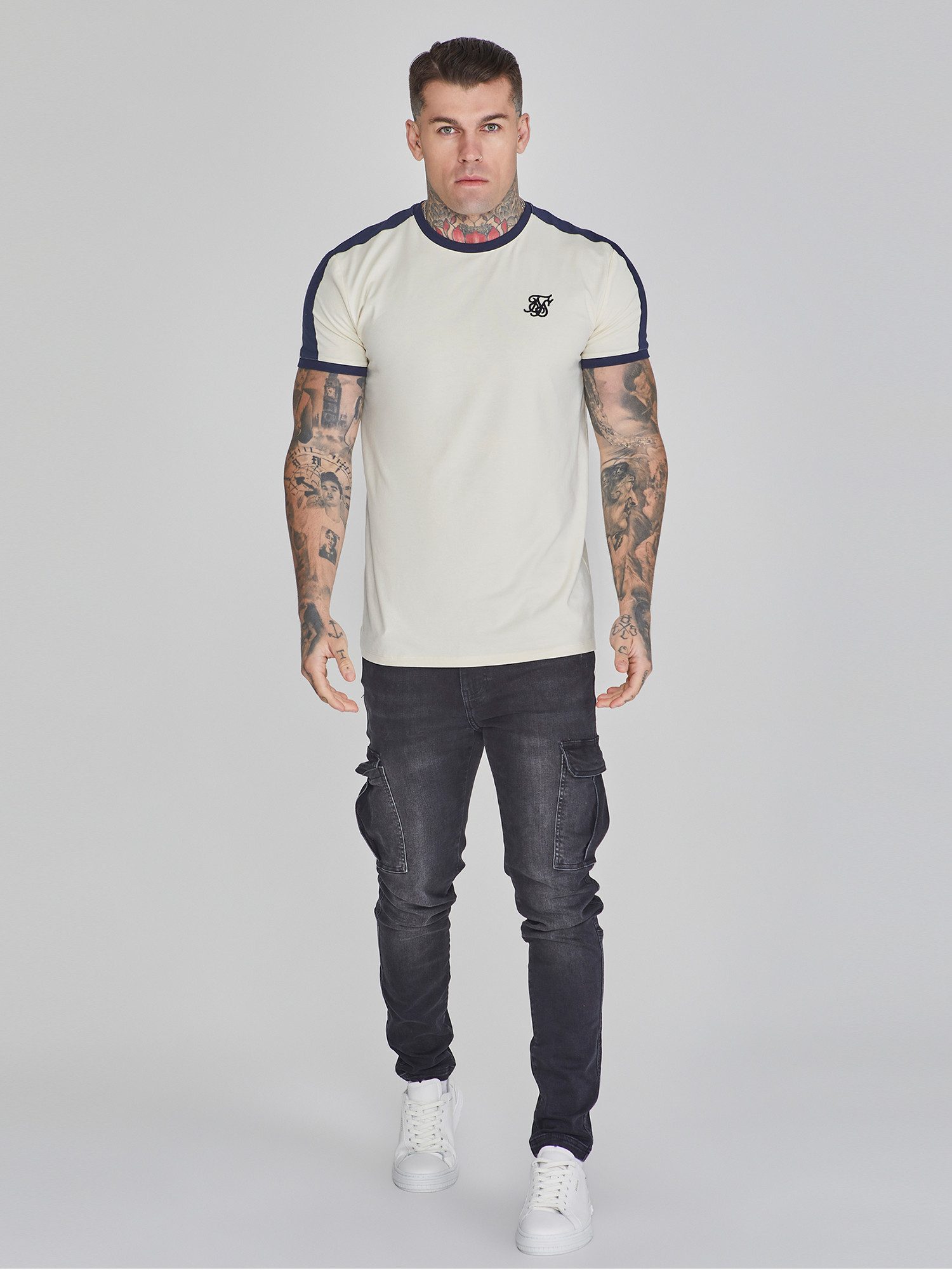 Siksilk T-Shirt SikSilk Herren Ecru Ringer günstig online kaufen