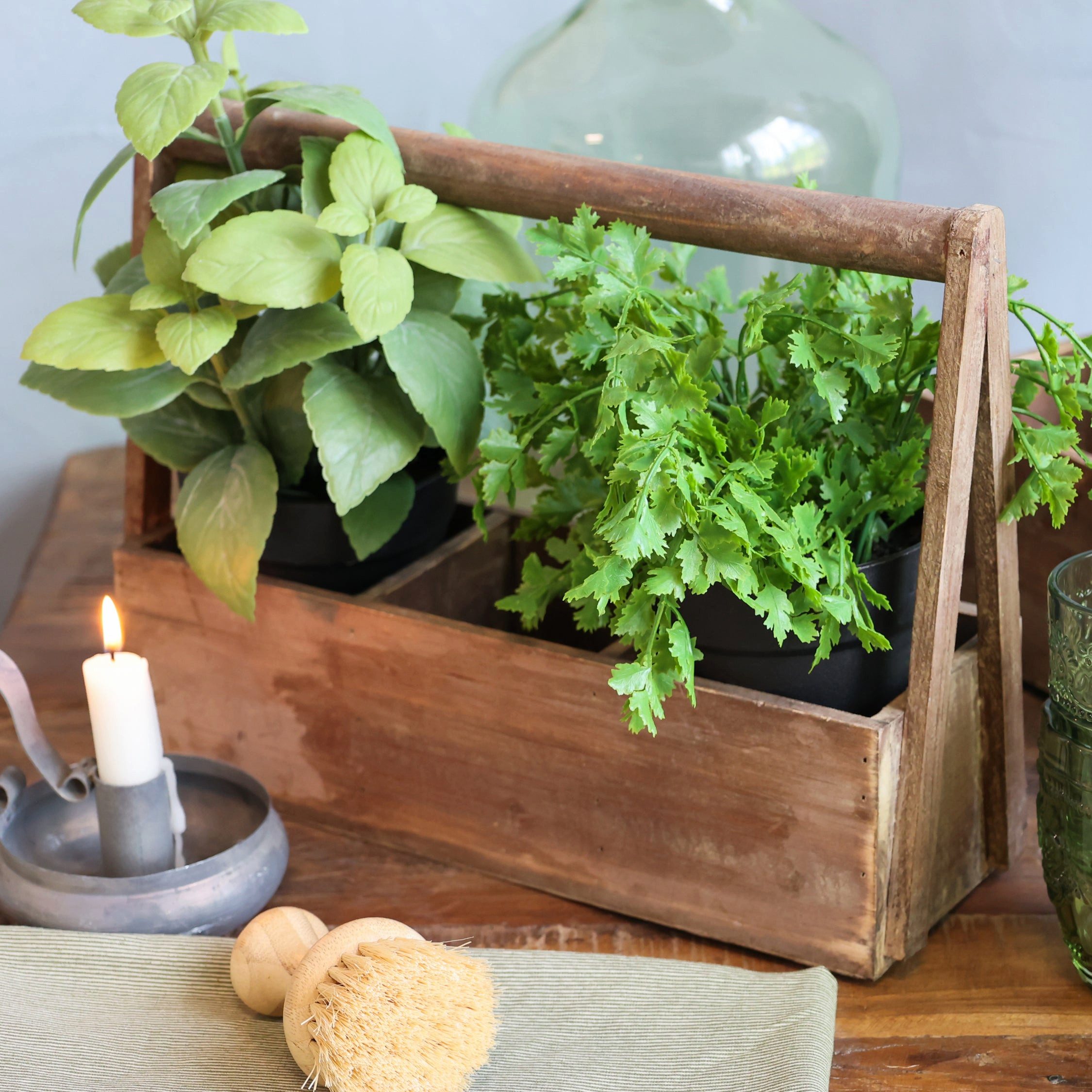 Chic Antique Aufbewahrungsbox Chic Antique Holzkasten mit Handgriff und 3 Fächern