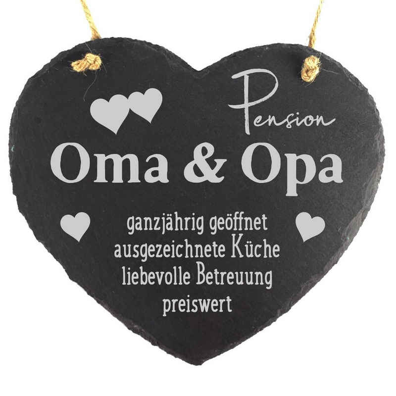 Camolo Wandtafel Schieferherz Pension Oma & Opa, (1-tlg), Mit Aufhängeseil