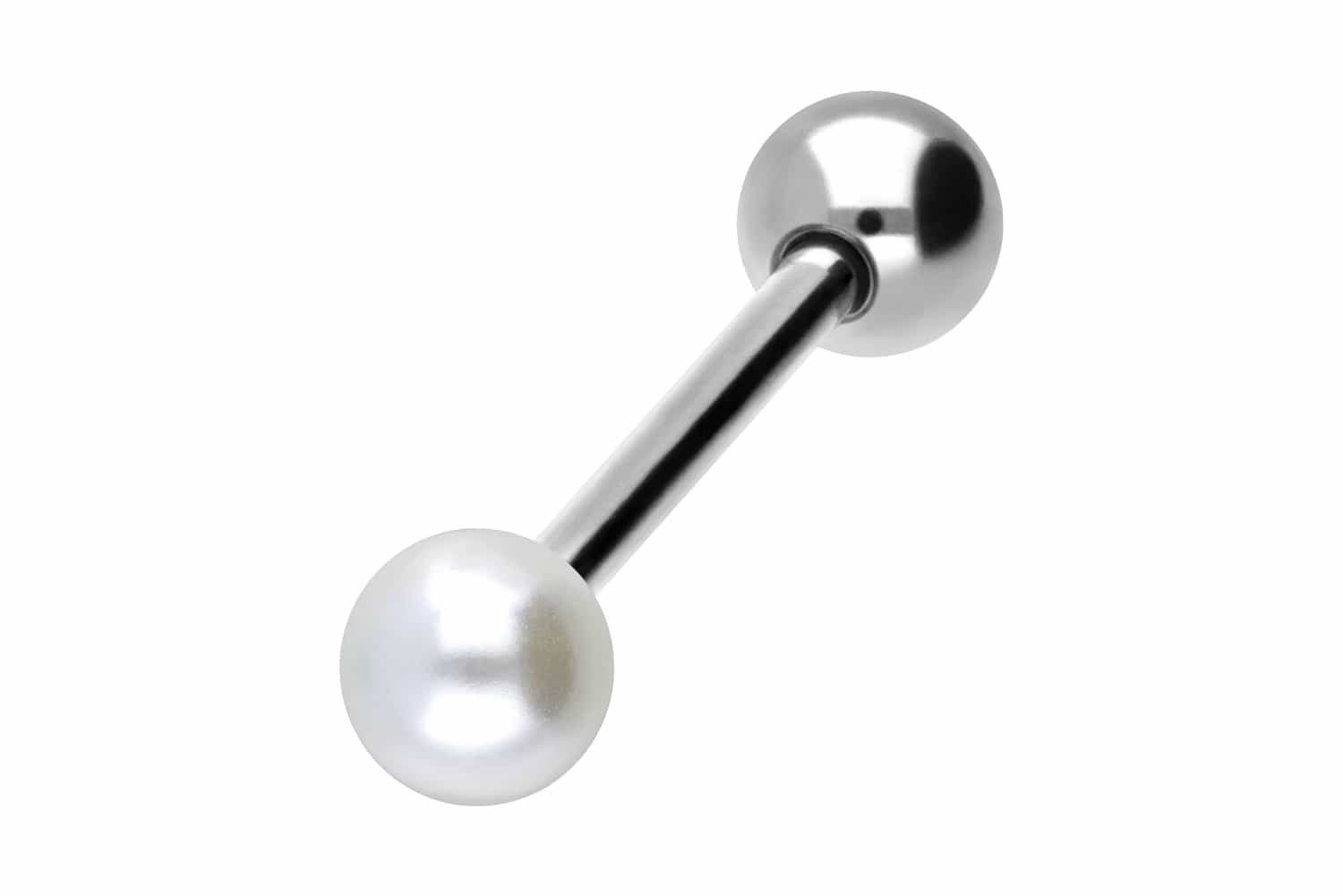 PIERCINGLINE Brustwarzenpiercing Chirurgenstahl Barbell SYNTHETISCHE PERLE + CHIRURGENSTAHL-KUGEL (Barbells, 1-tlg)