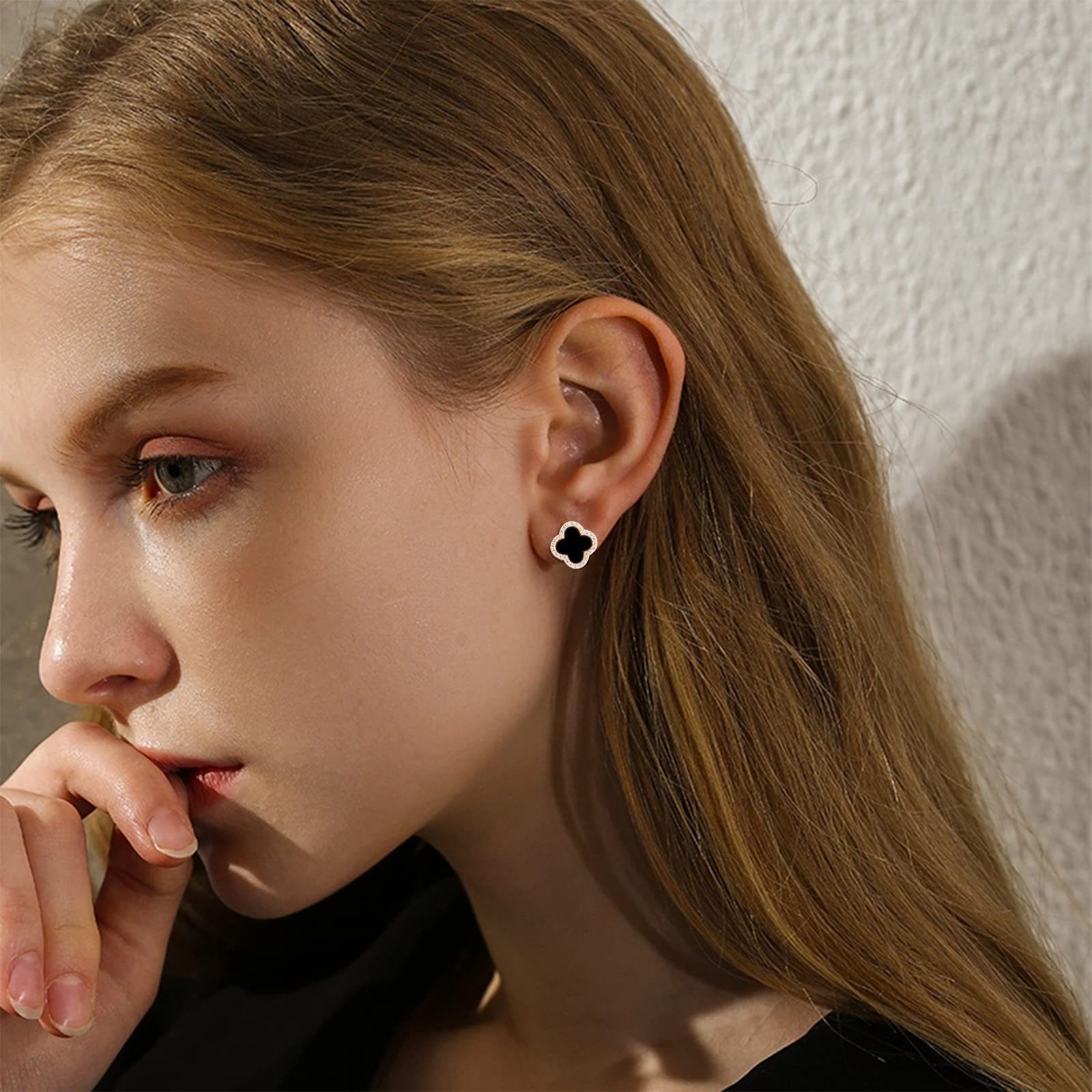 für Goldklee, Paar Personalisierte für Ohrhänger 925er mit Ohrringe Sterlingsilber Silberschmuck POCHUMIDUU aus Frauen Frauen