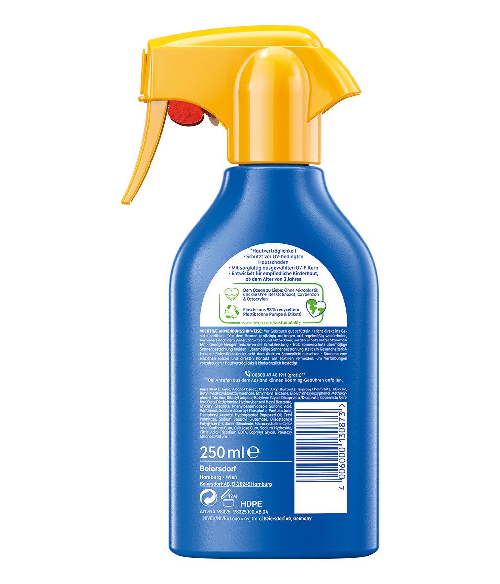 Nivea Sun Sonnenschutzspray Kids Schutz & Pflege Spray LSF 50+ 250ml, 1-tlg.