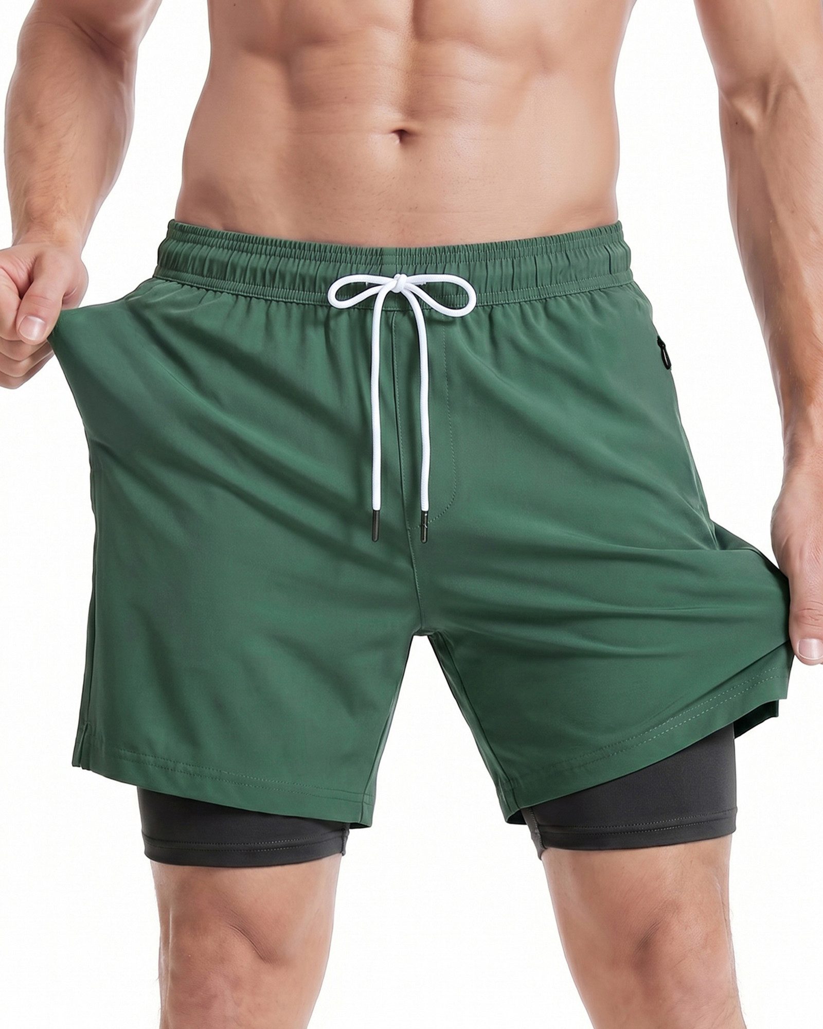 MaaMgic Shorts Herren Elastan kurze Hose 2-in-1 Badehose schnelltrocknend Sporthose (1-tlg)