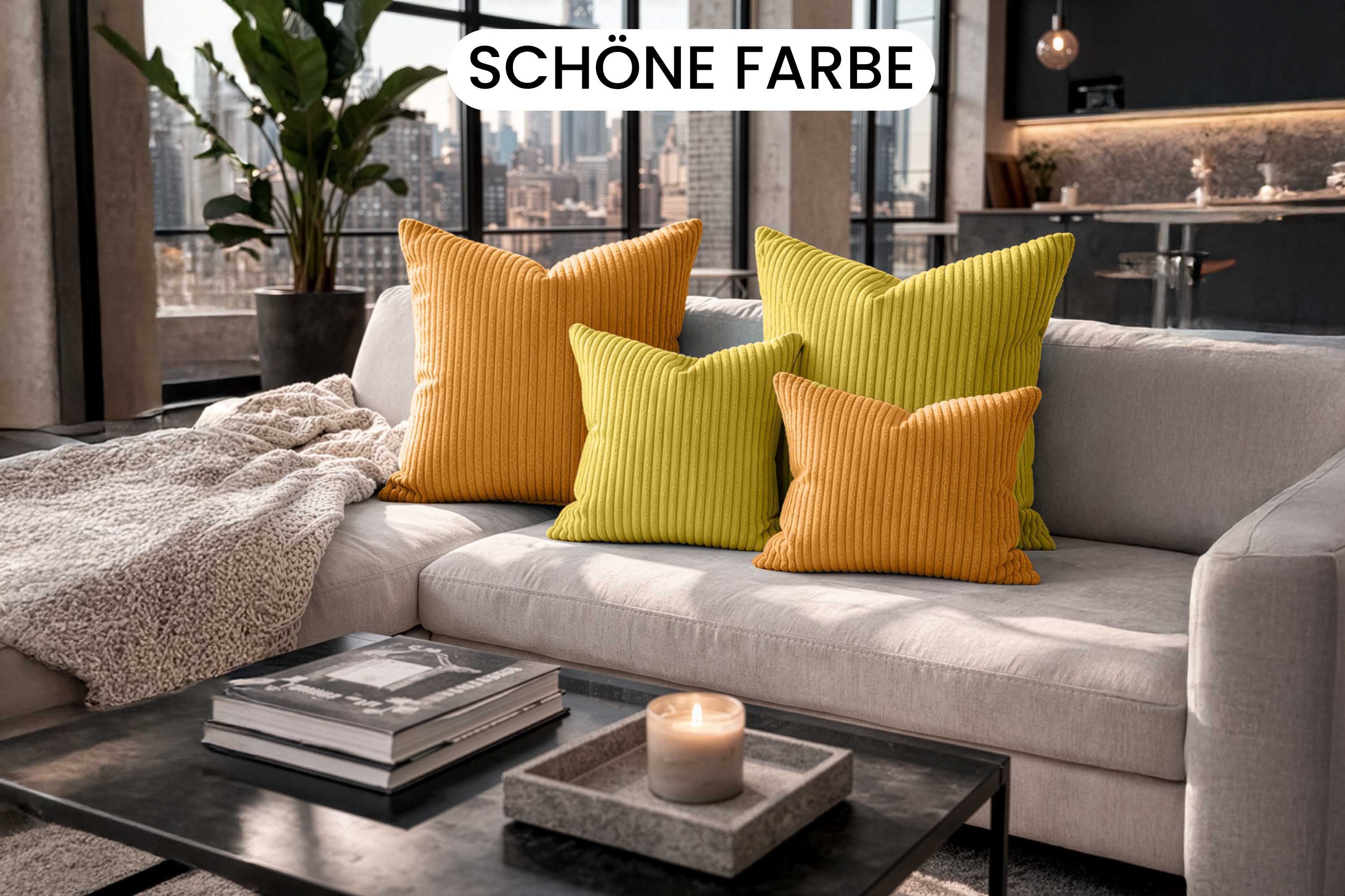 Amilian Dekokissen Sofakissen 4er Set mit Füllung - 2x 45x45 + 2x 35x45 cm, Hotelverschluss, waschbar, formstabil – Bild 4 von 5
