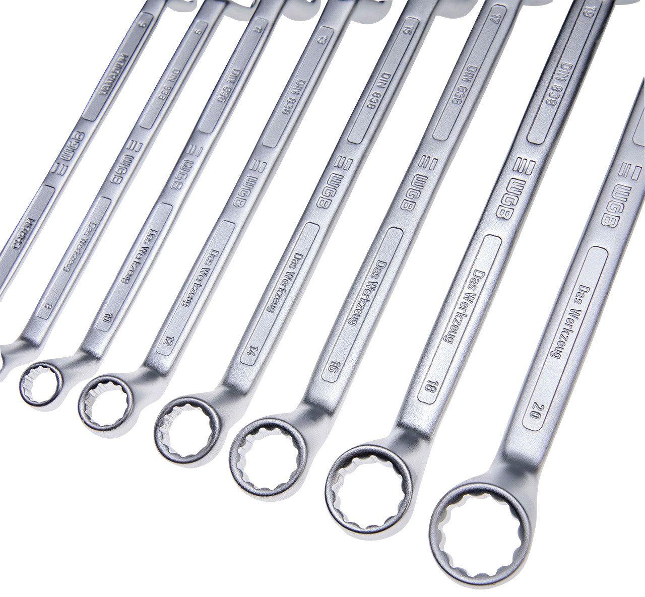 WIXOLBOR 8-teiliges Ratschenschlüssel-Set – Flexkopf, Metrisch 8–17 Mm, CR-V-Stahl, Mit Rolltasche