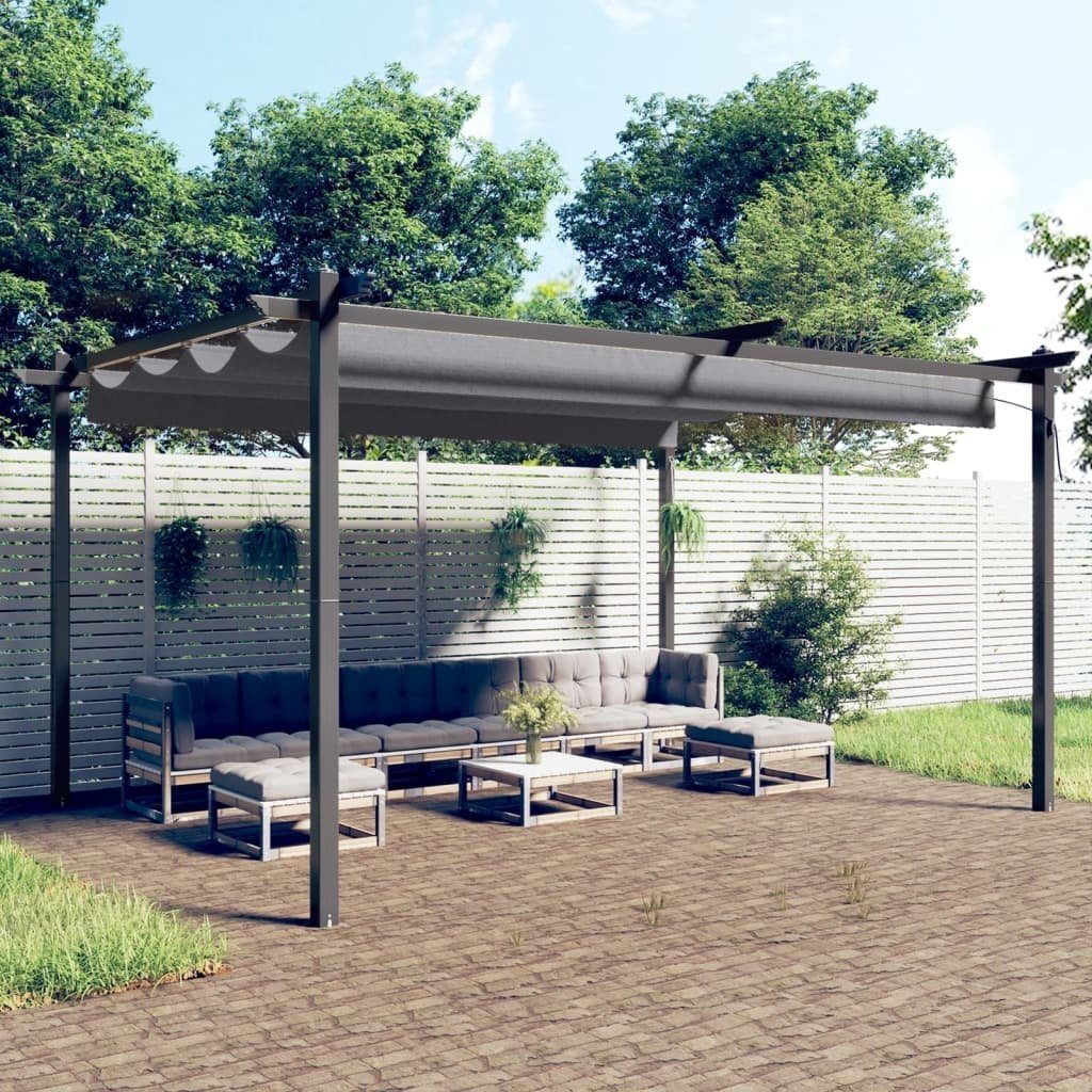 vidaXL Pavillon aus Stoff mit Stahlgestell in Anthrazit, (LxBxH: 400x300x220 cm)