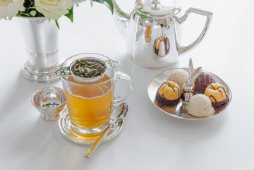 EDZARD Teesieb Assam, Messing, Teefilter für losen Tee, schwerversilbert, ø 6 cm, L 11 cm, H 4 cm