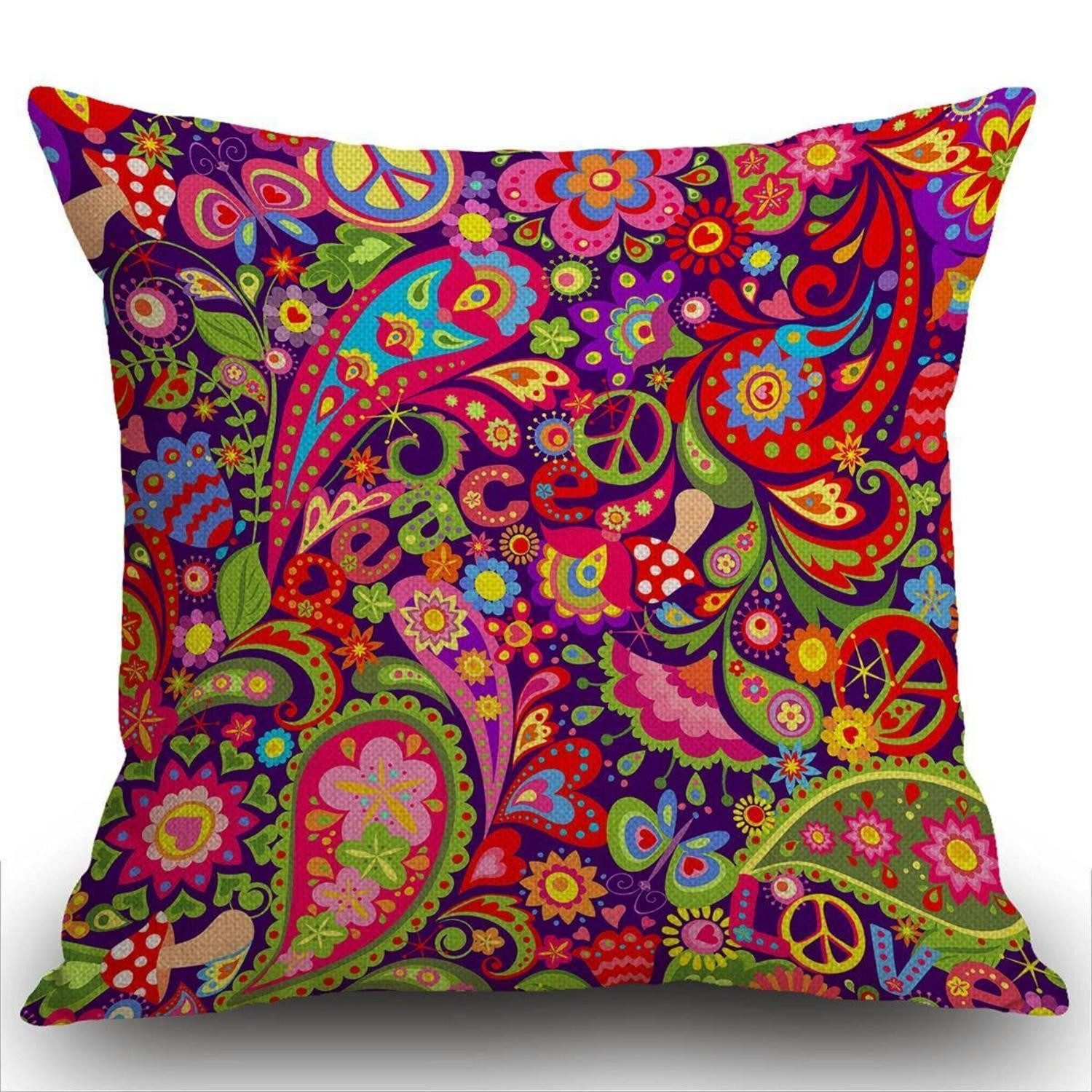 LuxusKollektion Kissenbezug Kissenbezug Hippie bunte Blumen 45x45cm