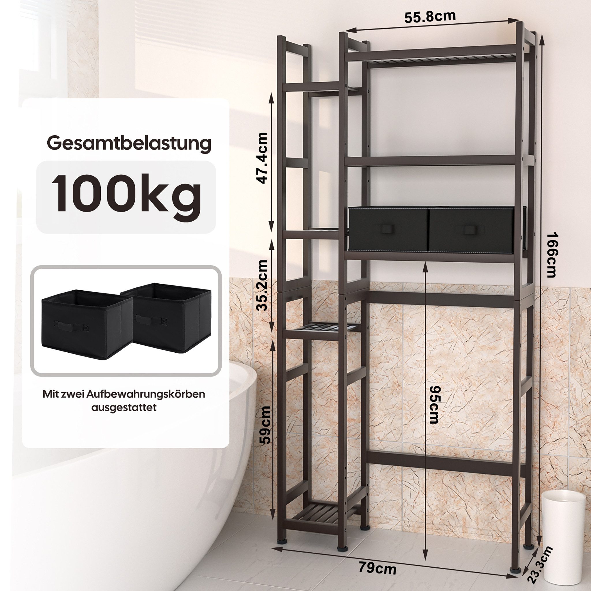 Yorbay Badregal Toilettenregal aus Bambus, Weiß günstig online kaufen
